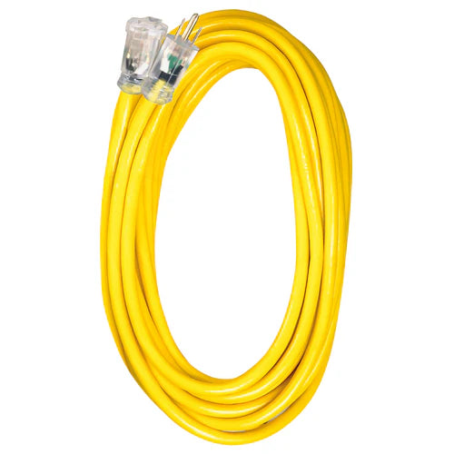 VOLTEC 05-00350 10/3 SJTW Yellow Extension Cords with Lighted End - 50'