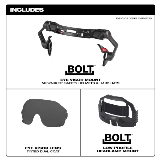 MILWAUKEE 48-73-1415 BOLT™ EYE VISOR - TINTED DUAL COAT LENSE (Compatible with Milwaukee® Safety Helmets & Hard Hats)