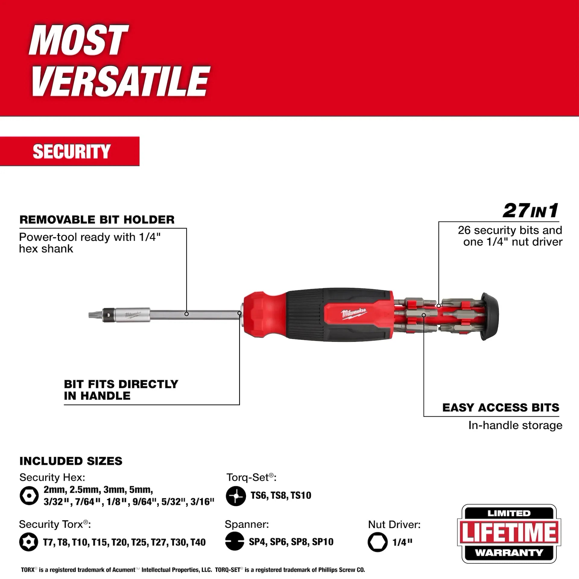 MILWAUKEE 48-22-2911 27-in-1 Security Multi-Bit Screwdriver