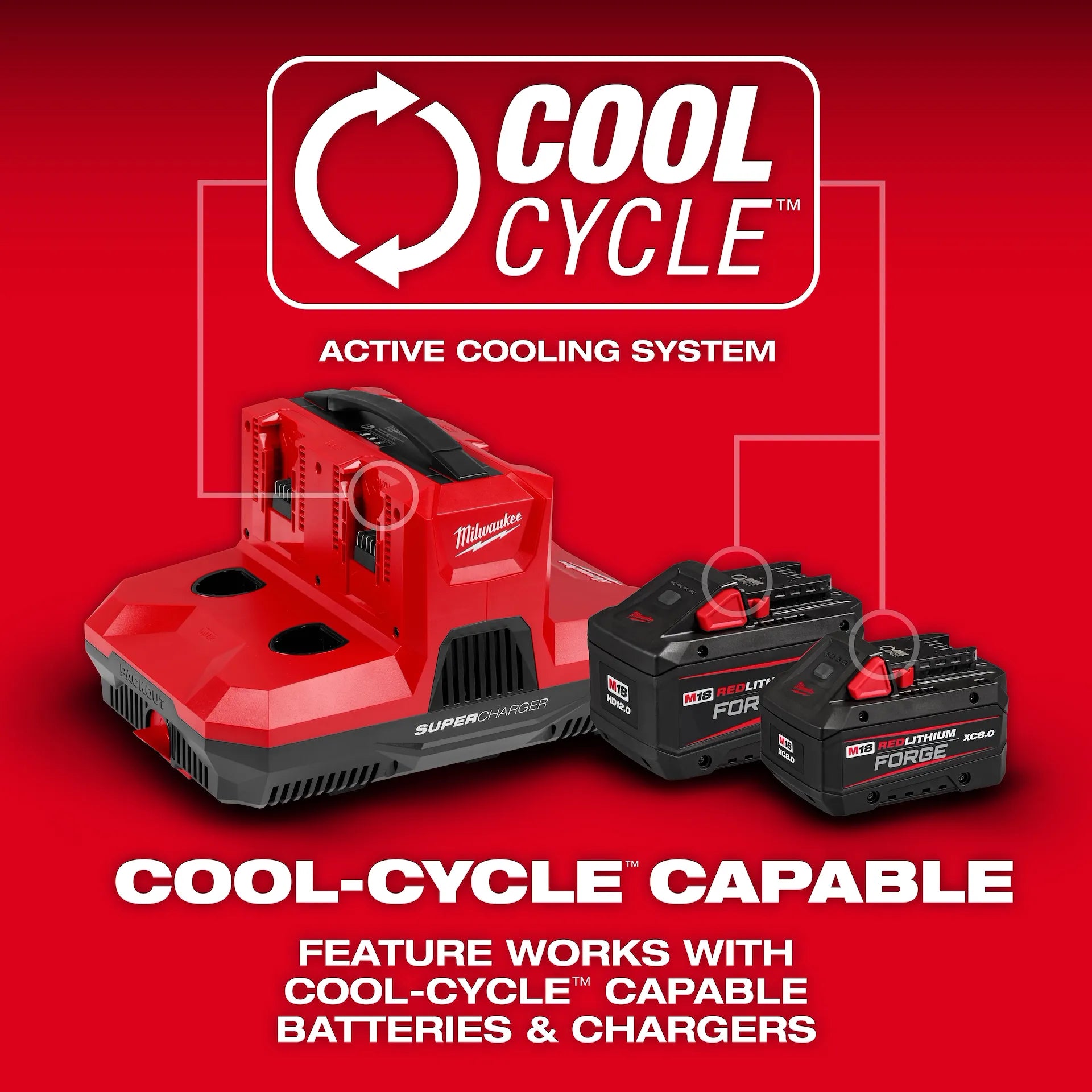 MILWAUKEE 48-59-1818 M18™ & M12™ Four Bay Simultaneous Super Charger w/ PACKOUT™ Compatibility