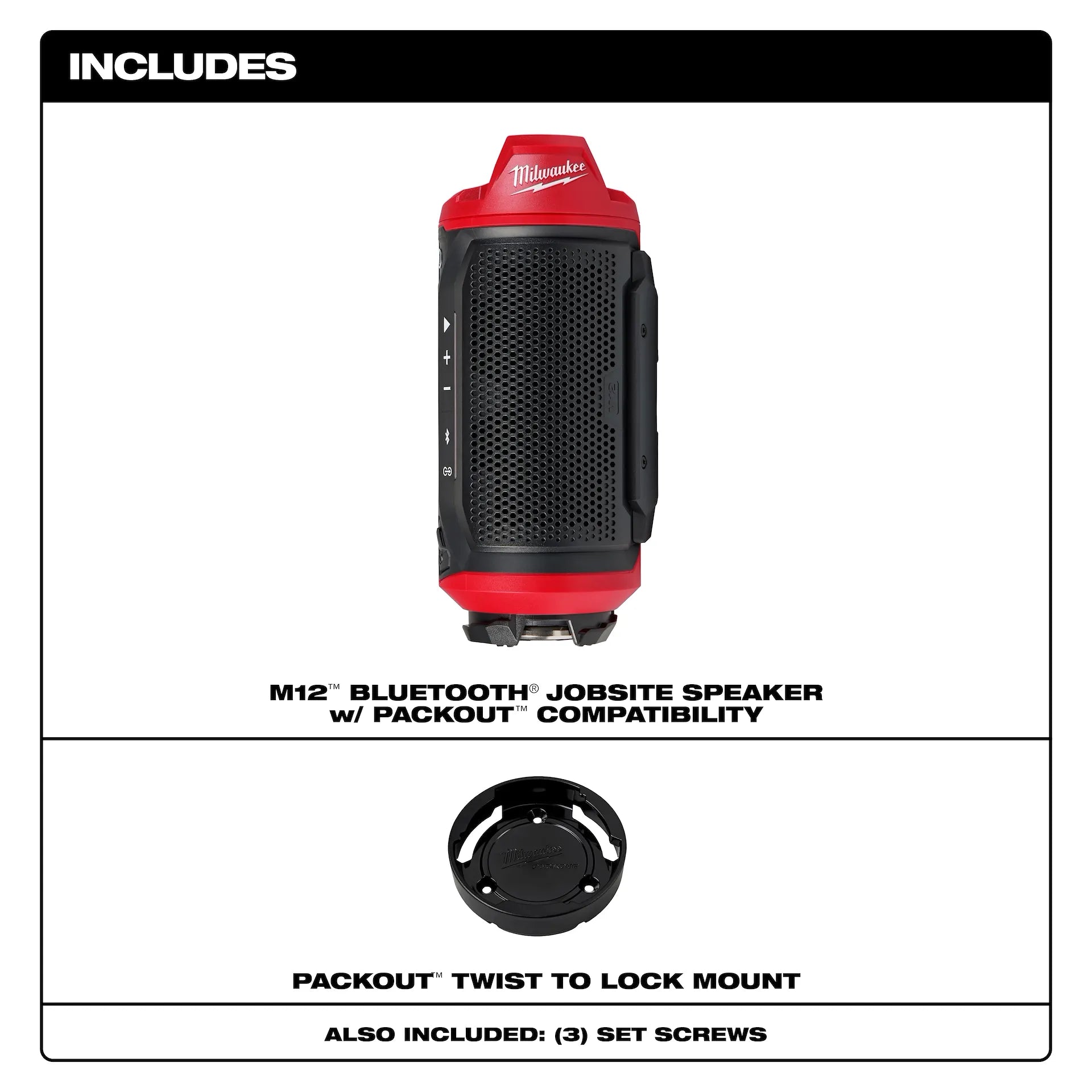 MILWAUKEE 2955-20 M12™ Bluetooth® Jobsite Speaker w/ PACKOUT™ Compatibility