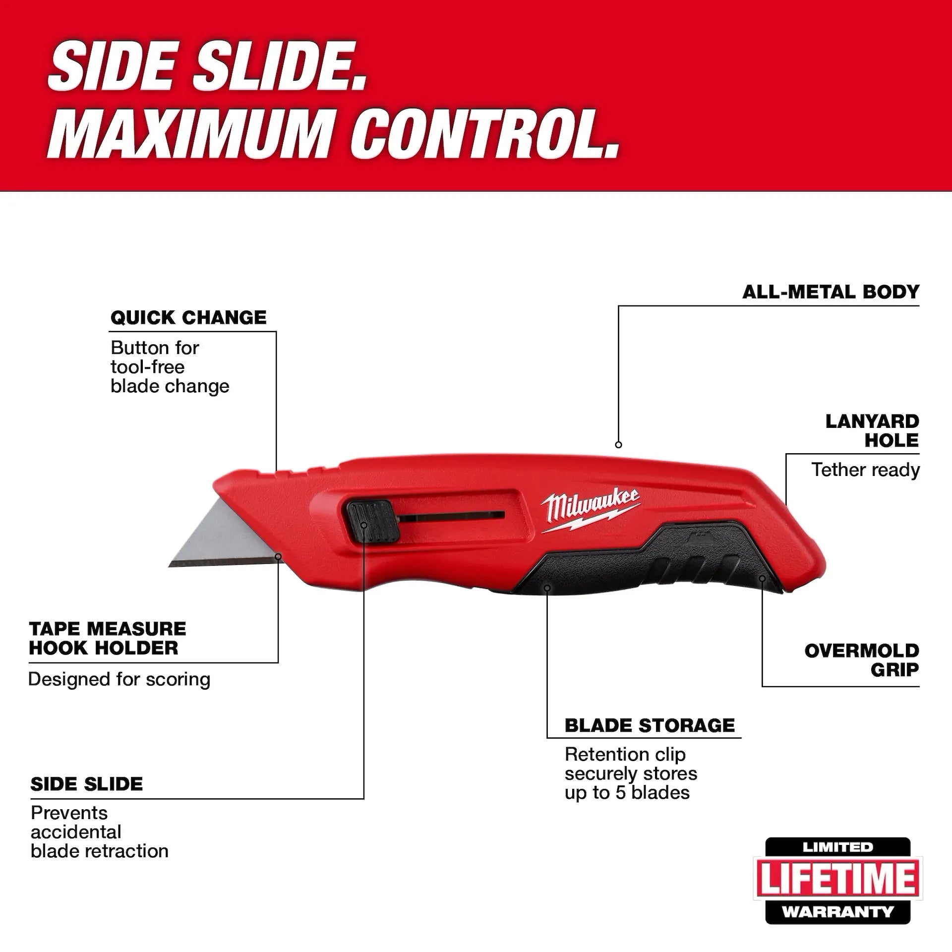 MILWAUKEE 48-22-1515 SIDE SLIDE UTILITY KNIFE