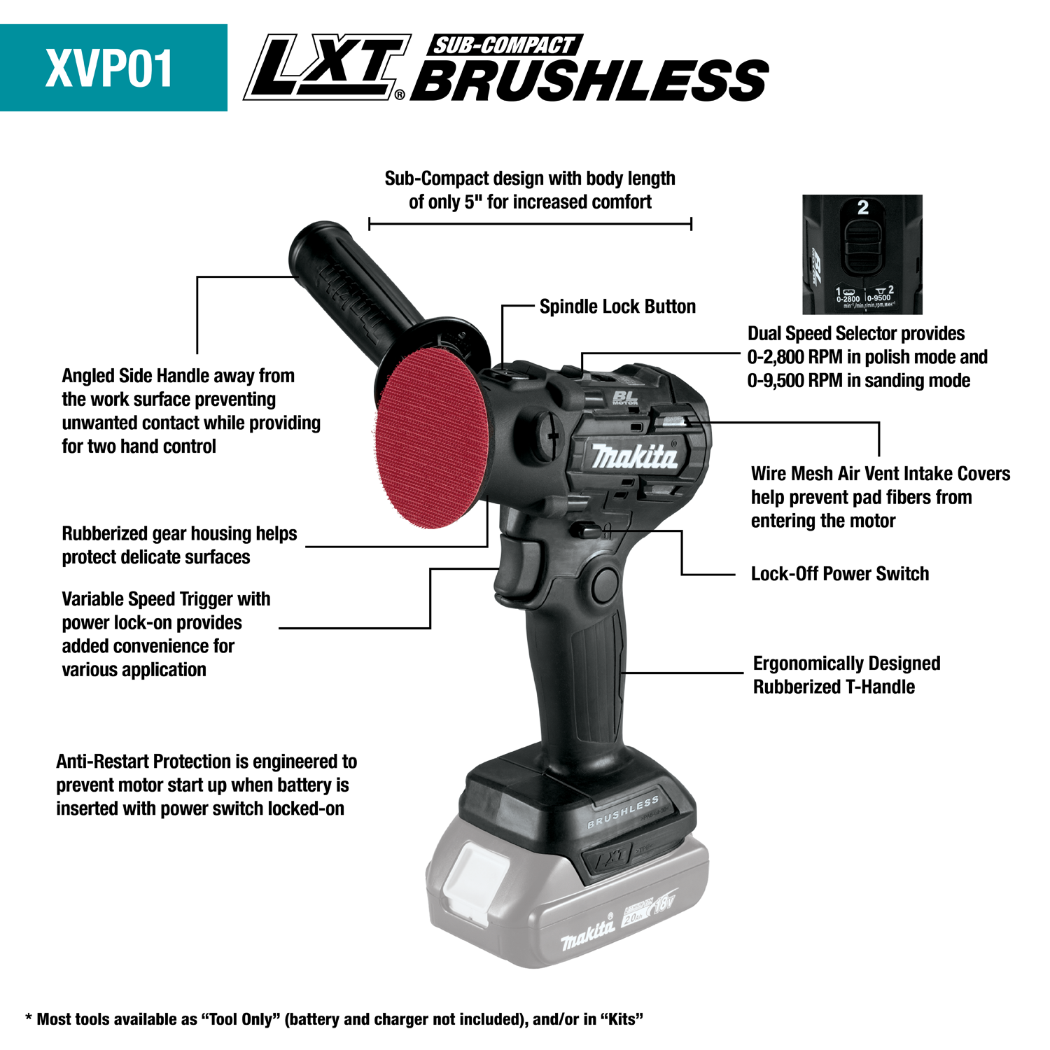 MAKITA XVP01ZB 18V LXT® Lithium‑Ion Sub‑Compact Brushless Cordless 3