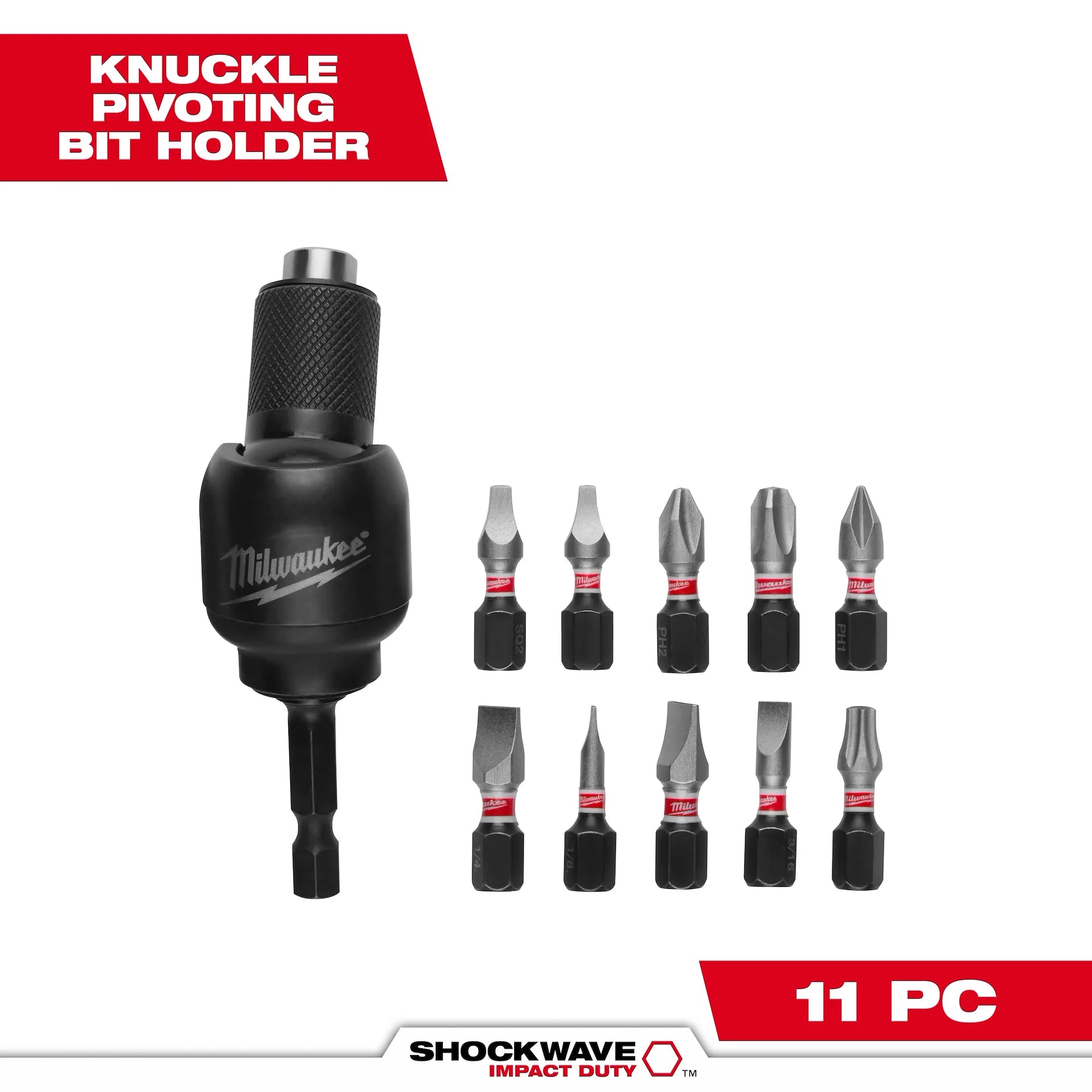 MILWAUKEE 48-32-2301 11PC SHOCKWAVE™ 30° KNUCKLE™ Pivoting Bit Holder