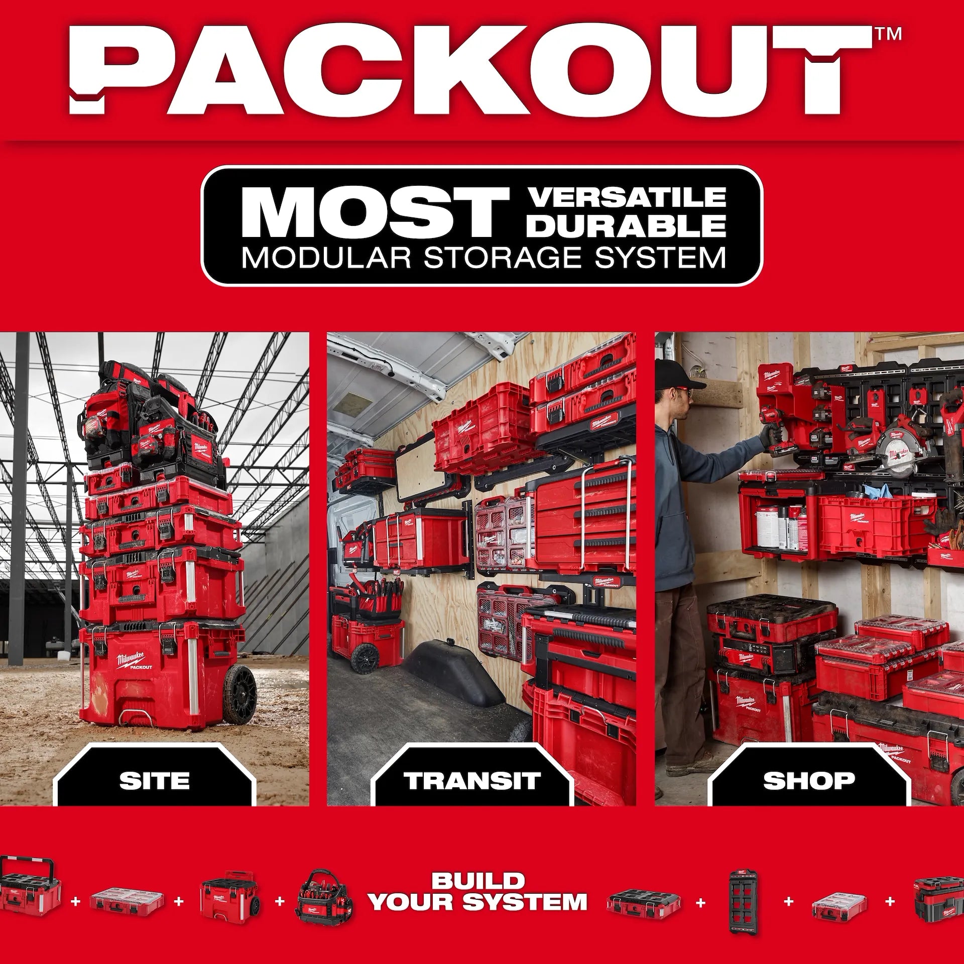MILWAUKEE 48-22-8603 PACKOUT™ Tool Box M18™ Battery Rack Attachment