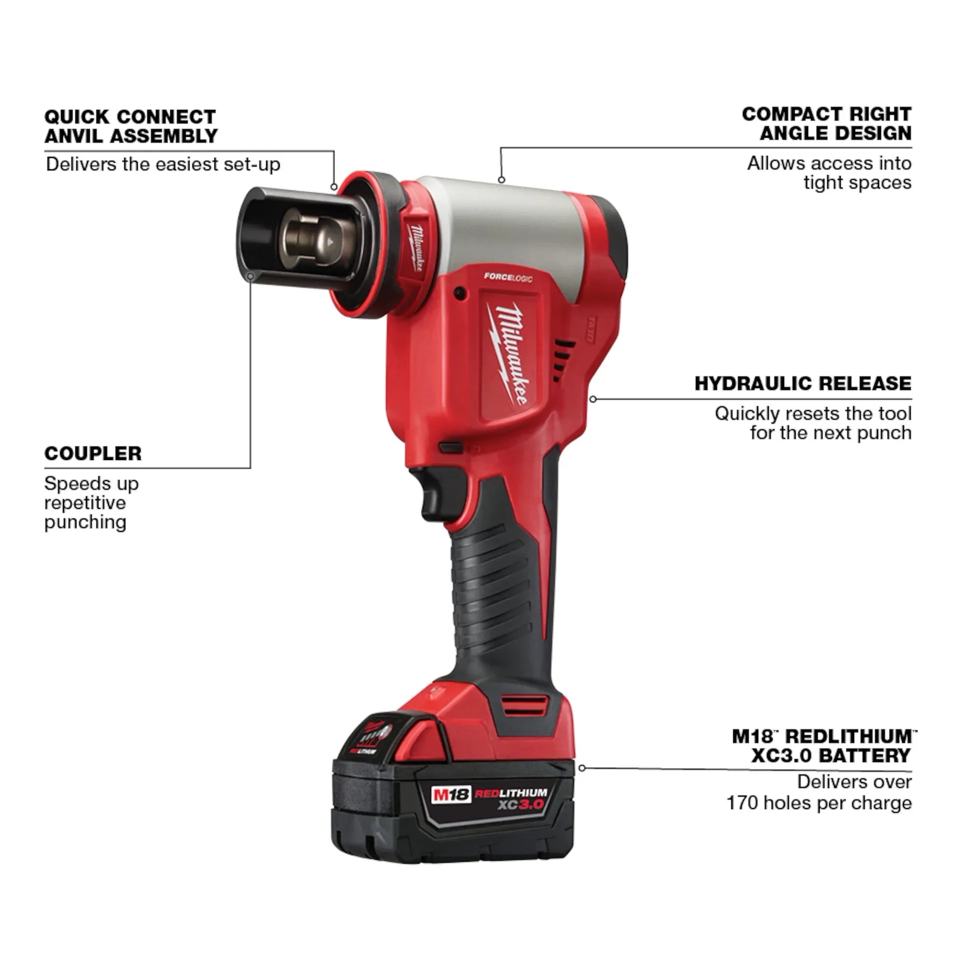 MILWAUKEE 2676-22 M18™ FORCE LOGIC™ 10 Ton Knockout Tool 1/2