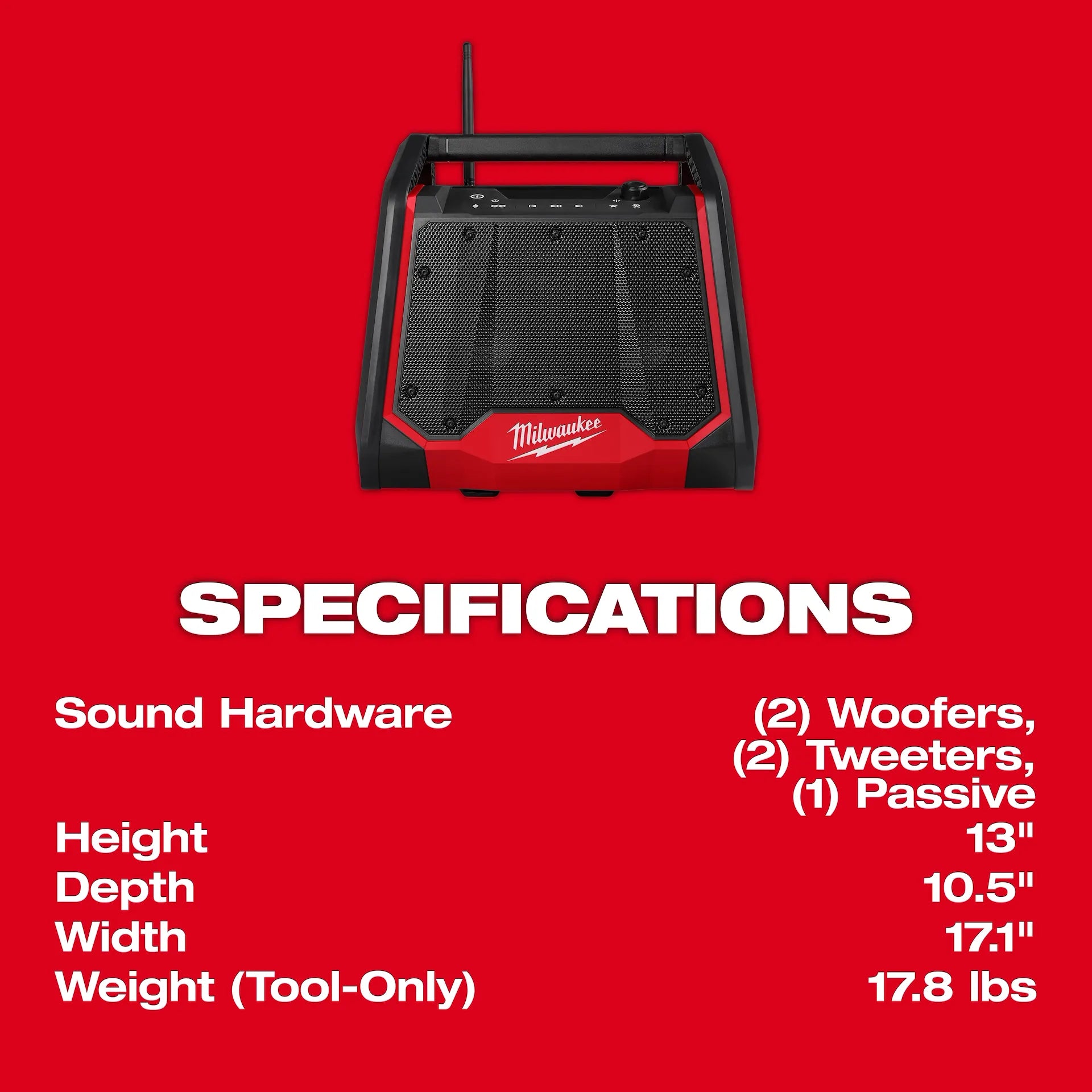 MILWAUKEE 2956-20 M18 BLUETOOTH® JOBSITE RADIO + CHARGER