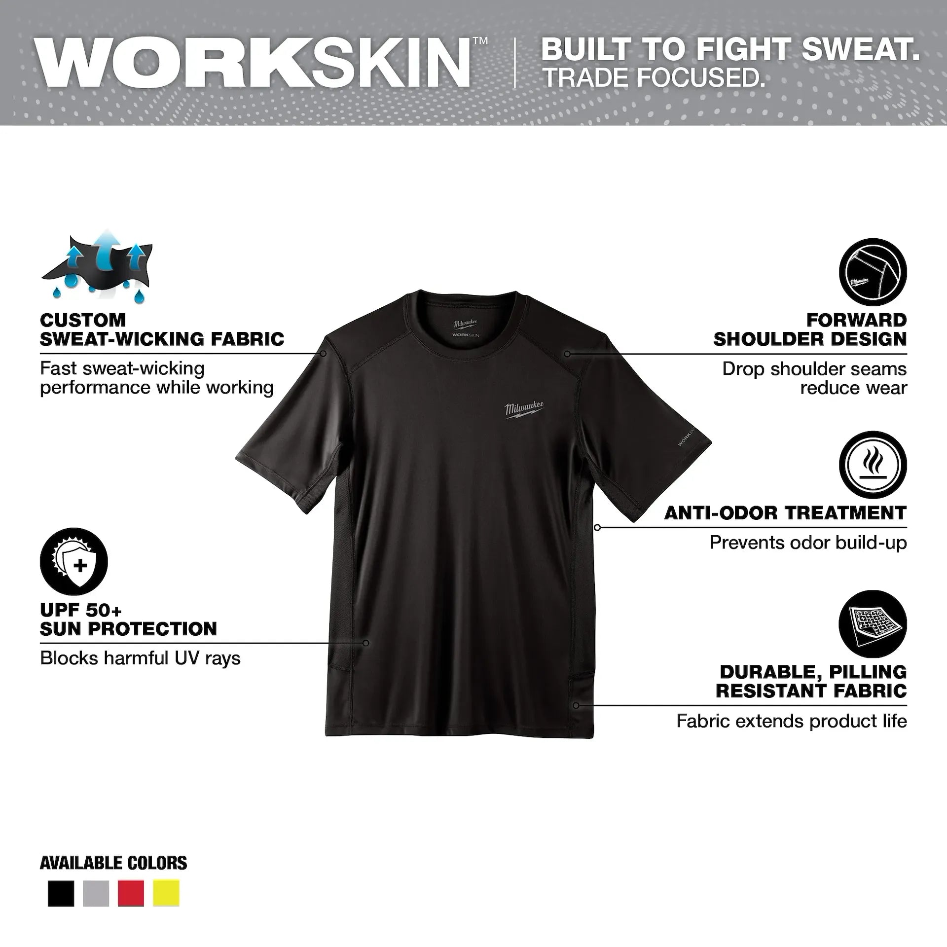 MILWAUKEE 414B WORKSKIN™ Lightweight Performance Shirt - Short Sleeve - BLACK