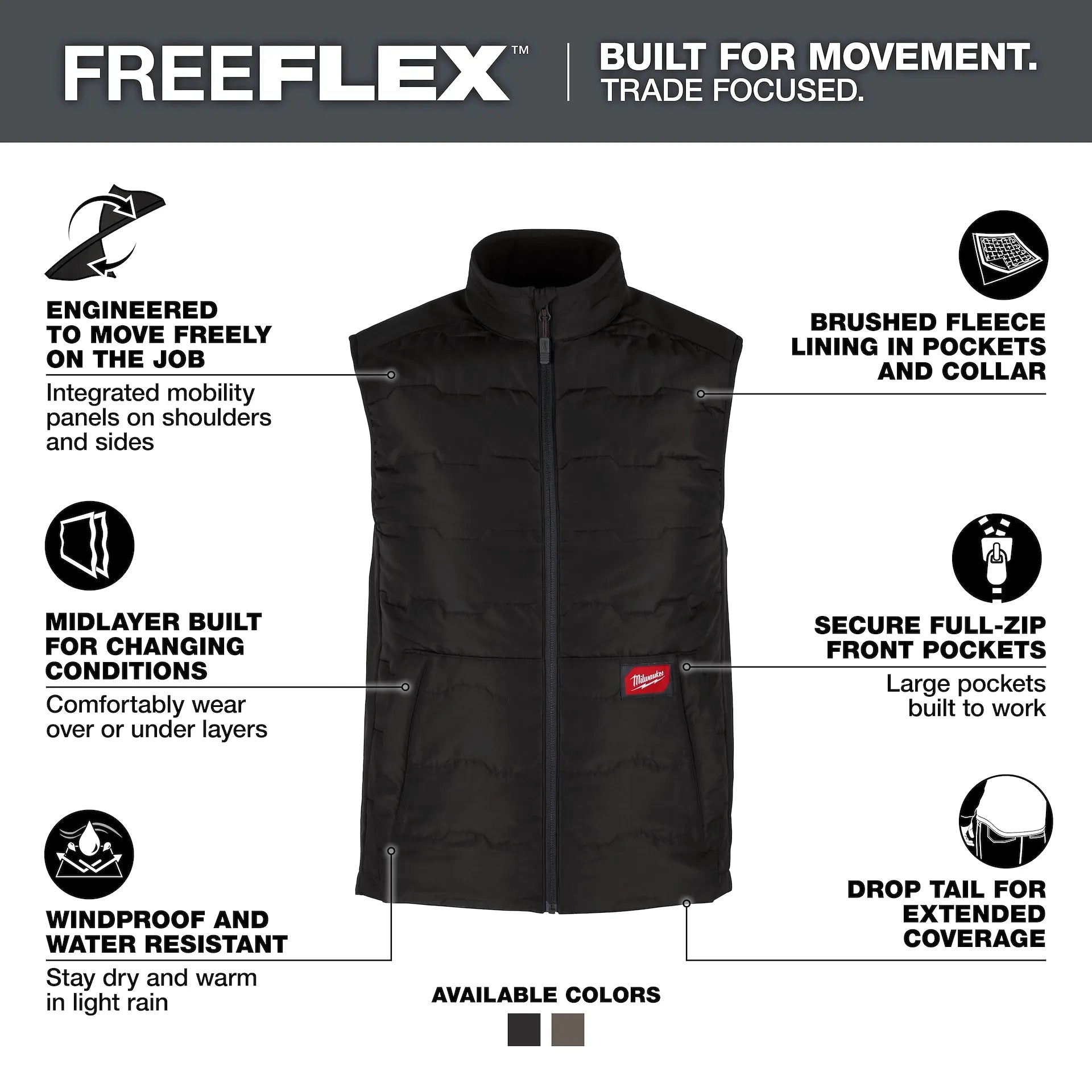 MILWAUKEE M350B FREEFLEX™ Lightweight Insulated Vest - BLACK