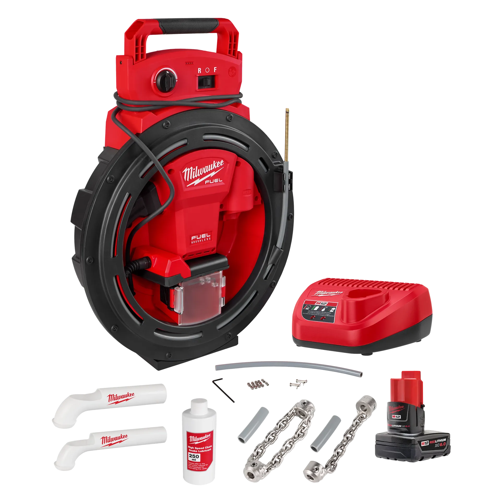 MILWAUKEE 2519-21 M12 FUEL™ High Speed Chain Snake for 1-1/4”-2” Pipes