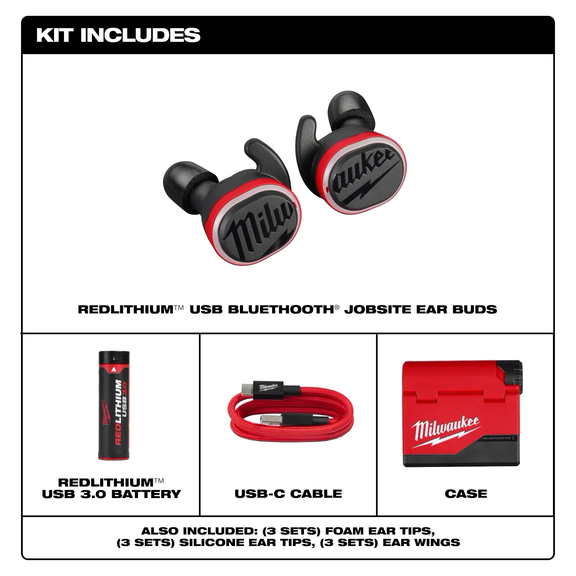 MILWAUKEE 2191-21 REDLITHIUM™ USB Bluetooth® Jobsite Ear Buds