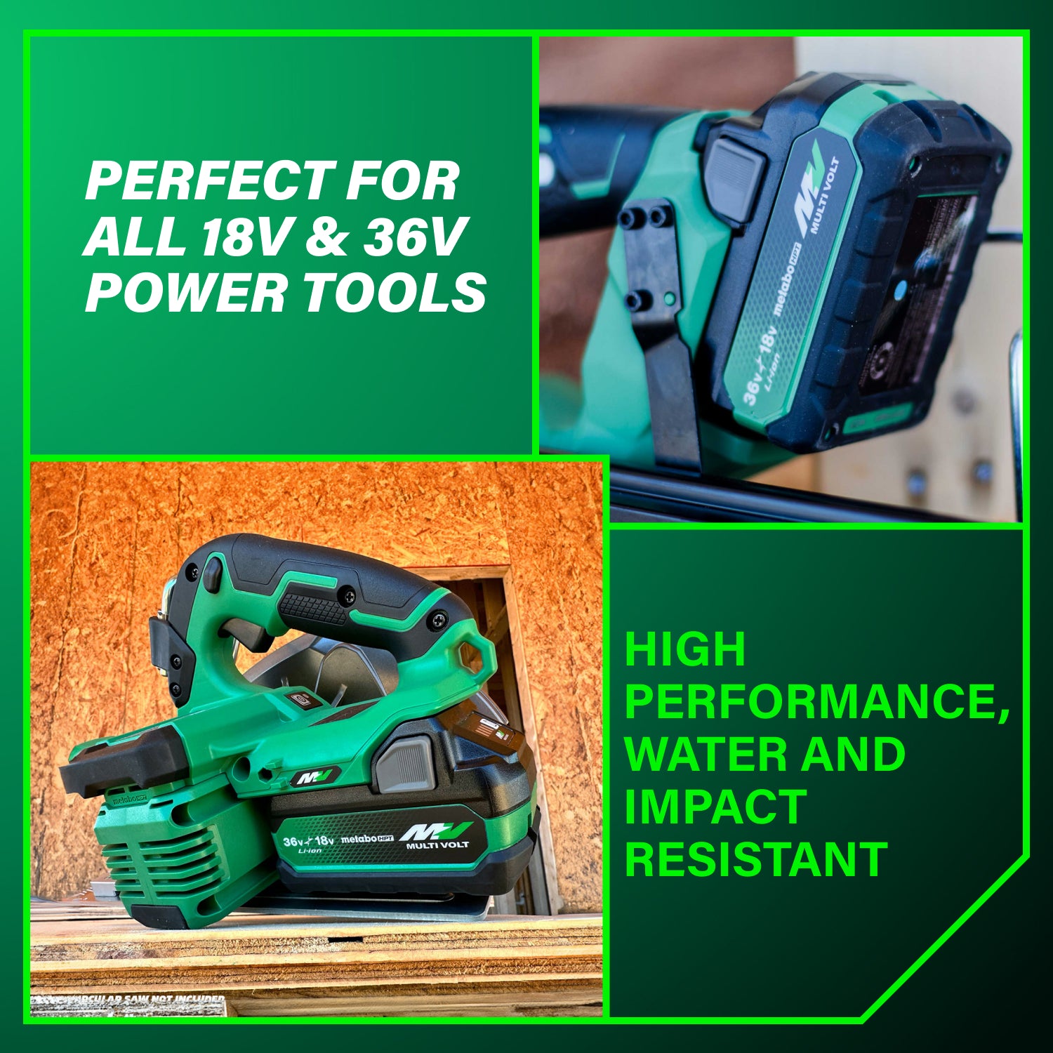 METABO BSL36A18X 18V/36V (5.0Ah/2.5Ah) MultiVolt™ Lithium Ion Water & Impact Resistant Battery