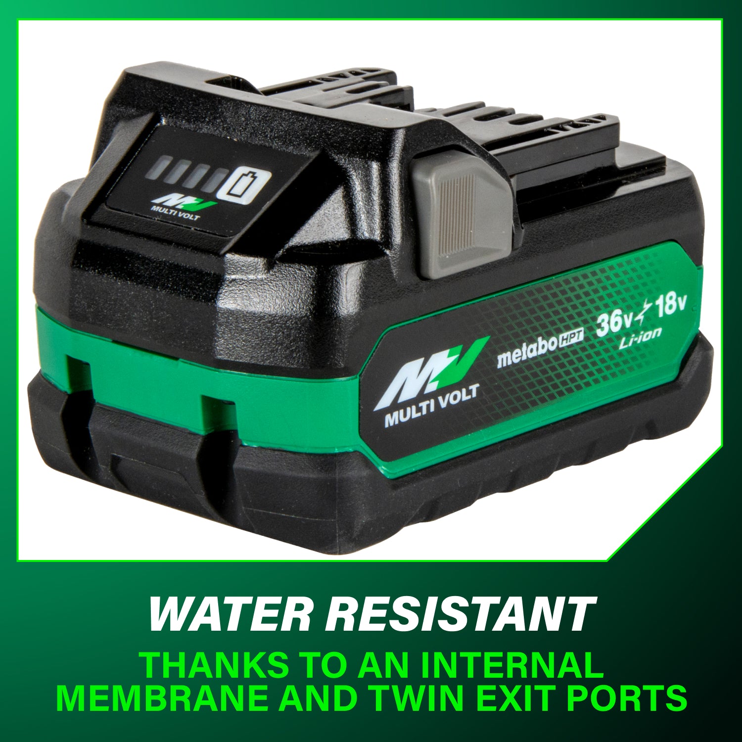 METABO BSL36A18X 18V/36V (5.0Ah/2.5Ah) MultiVolt™ Lithium Ion Water & Impact Resistant Battery