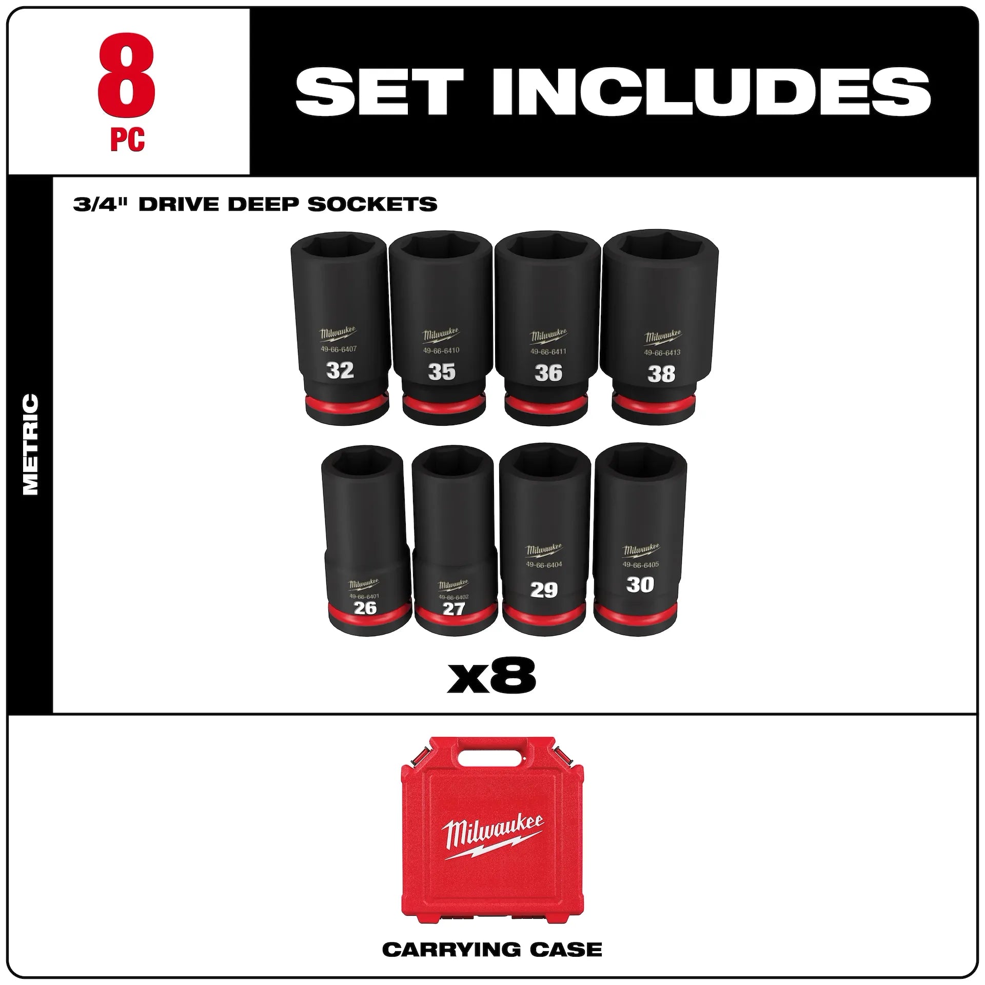 MILWAUKEE 49-66-7020 8PC SHOCKWAVE™ Impact Duty 3/4