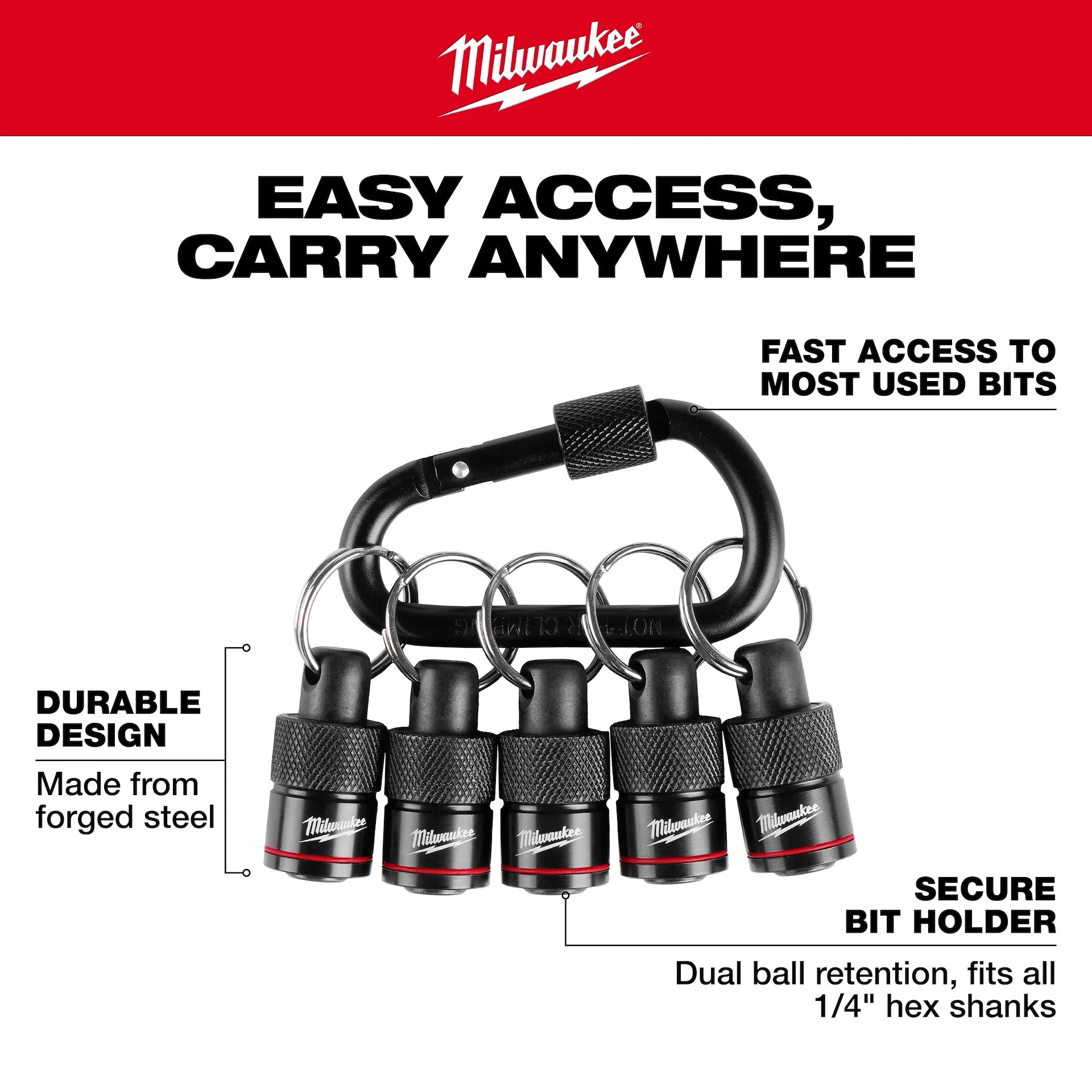 MILWAUKEE 48-32-4537 5PC Bit Holder with Carabiner