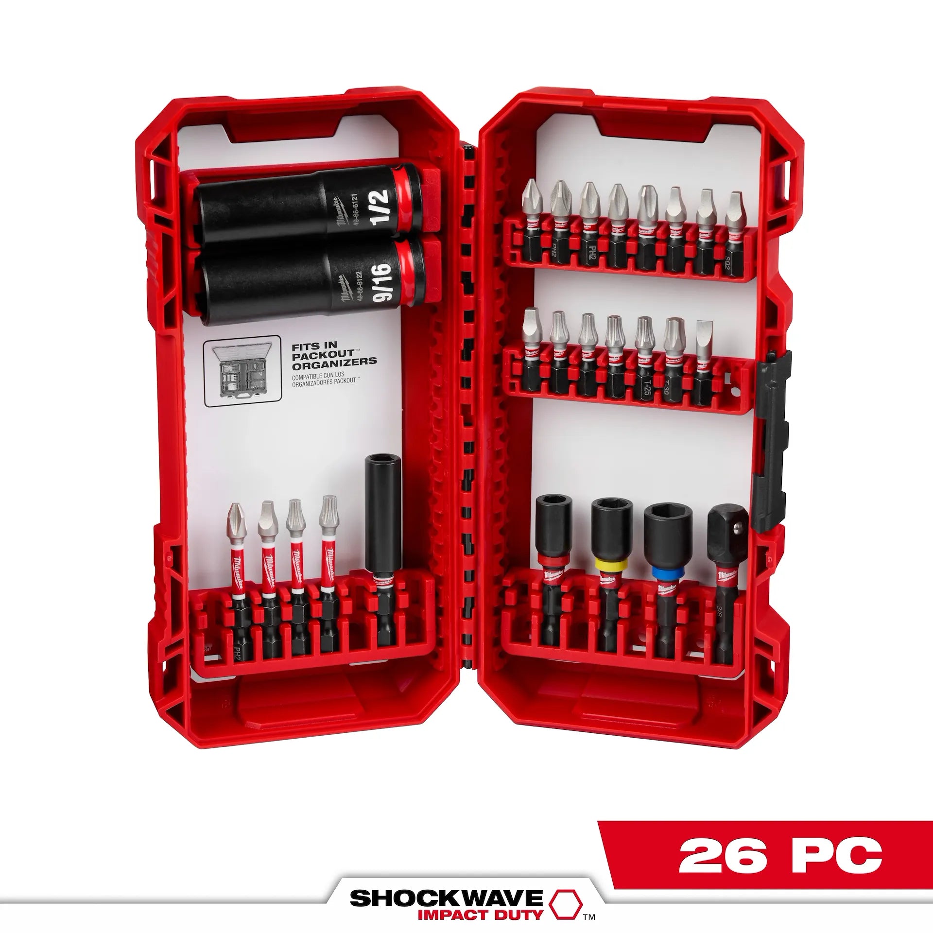 MILWAUKEE 48-32-4408 26PC SHOCKWAVE™ Impact Duty Drive and Fasten Set