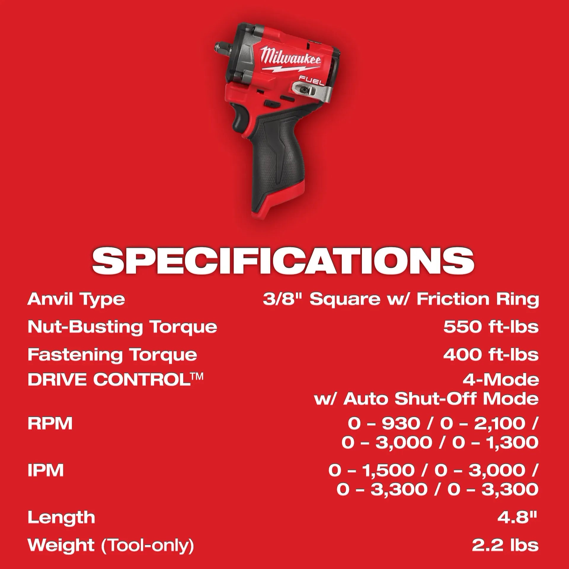 MILWAUKEE 2562-20 M12 FUEL™ Stubby 3/8