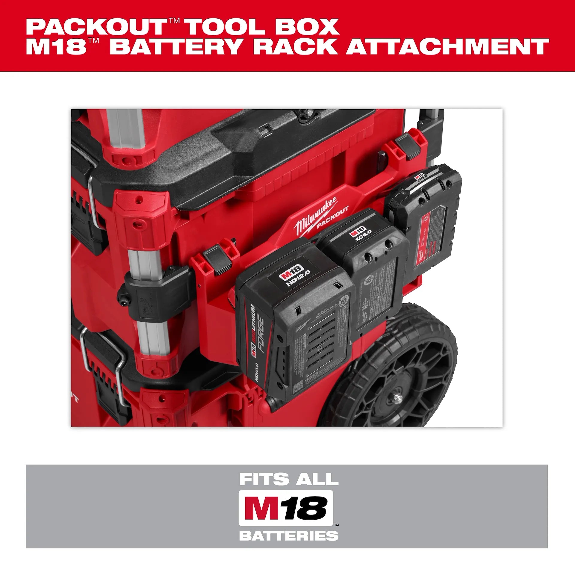 MILWAUKEE 48-22-8603 PACKOUT™ Tool Box M18™ Battery Rack Attachment