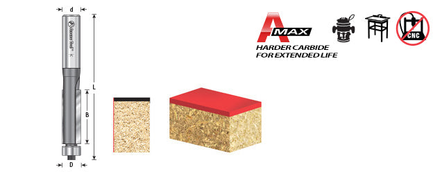 AMANA 47126 Carbide Tipped Flush Trim 1/2 Dia x 2 Inch x 1/2 Shank