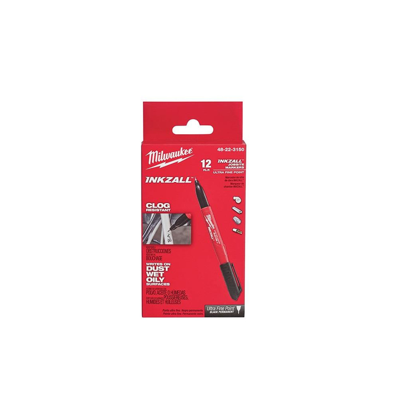 MILWAUKEE 48-22-3150 INKZALL ULTRA FINE POINT JOBSITE MARKERS 12PK