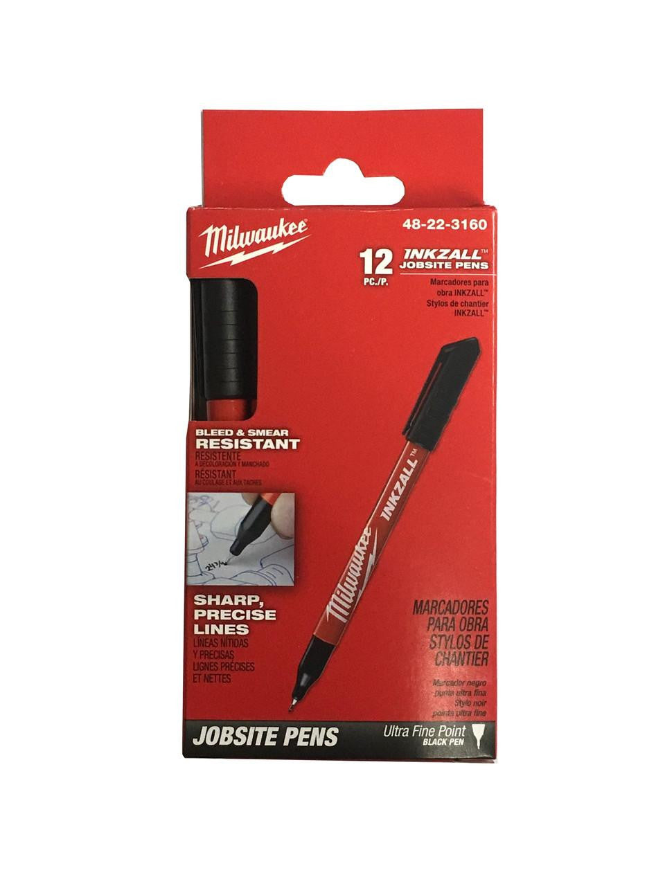 MILWAUKEE 48-22-3160 12PK INKZALL™ Black Ultra Fine Point Pen