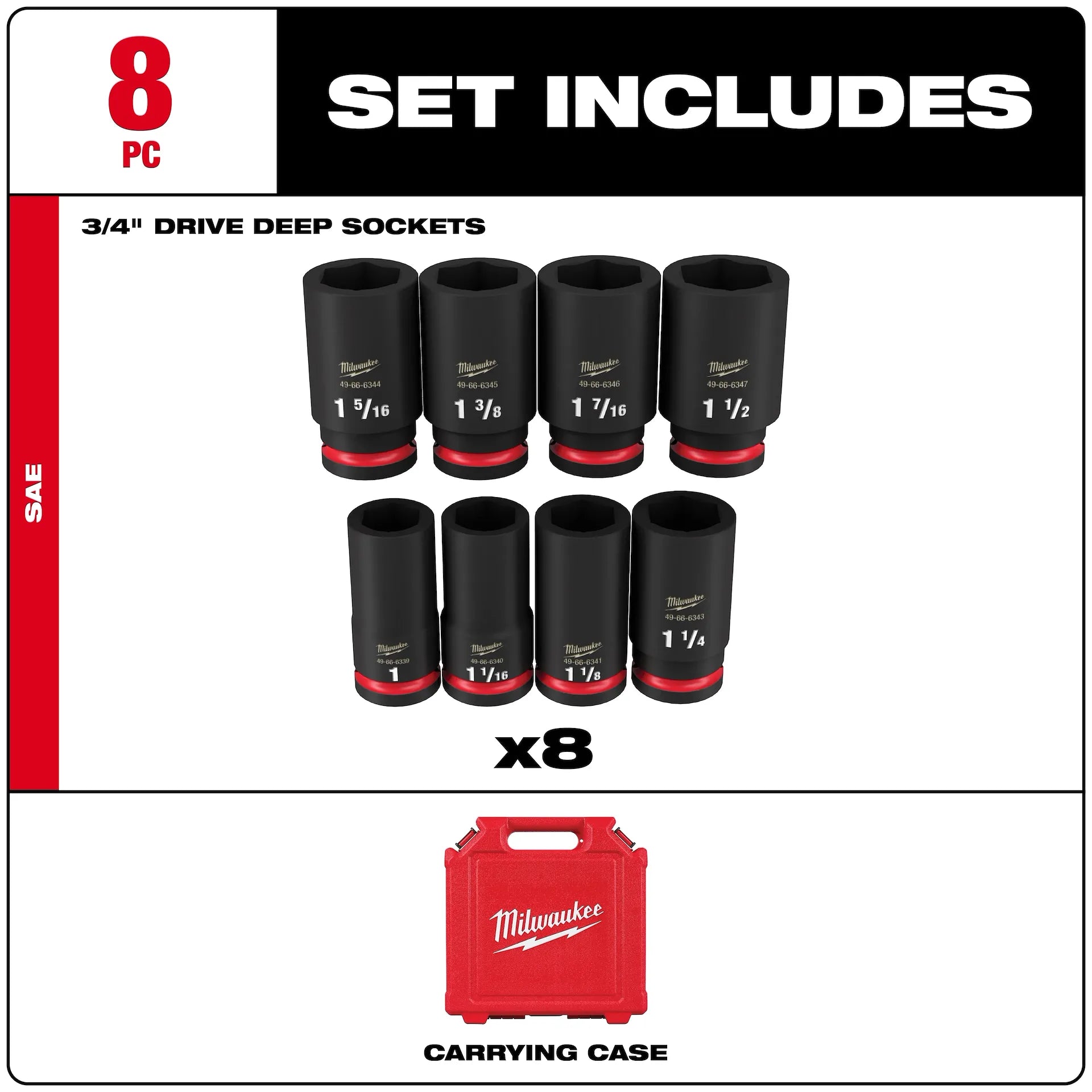 MILWAUKEE 49-66-7018 8PC SHOCKWAVE™ Impact Duty 3/4