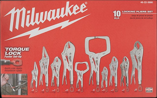 MILWAUKEE 48-22-3690 10 Pc. TORQUE LOCK™ LOCKING PLIERS KIT