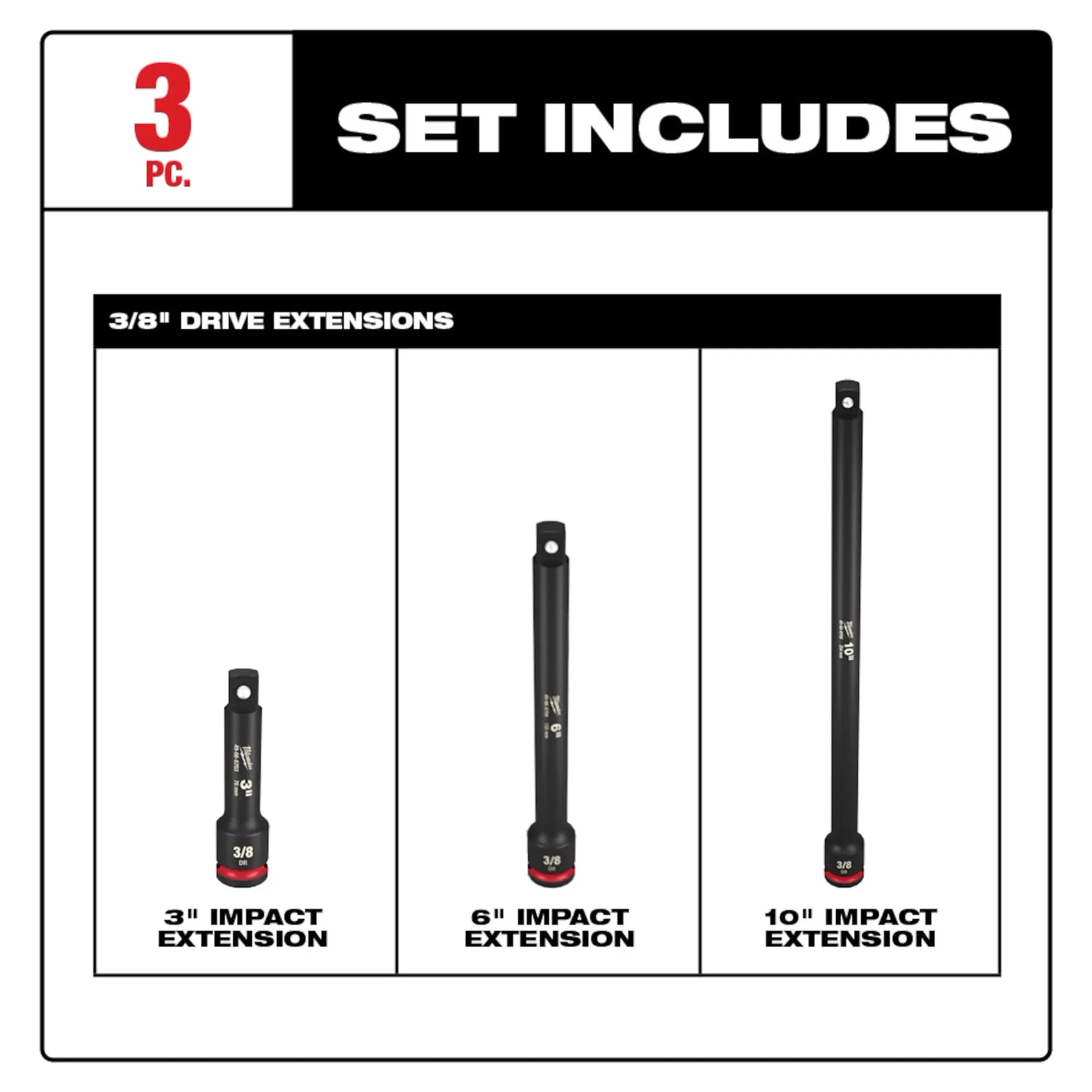 MILWAUKEE 49-66-6714 3PC SHOCKWAVE™ Impact Duty 3/8