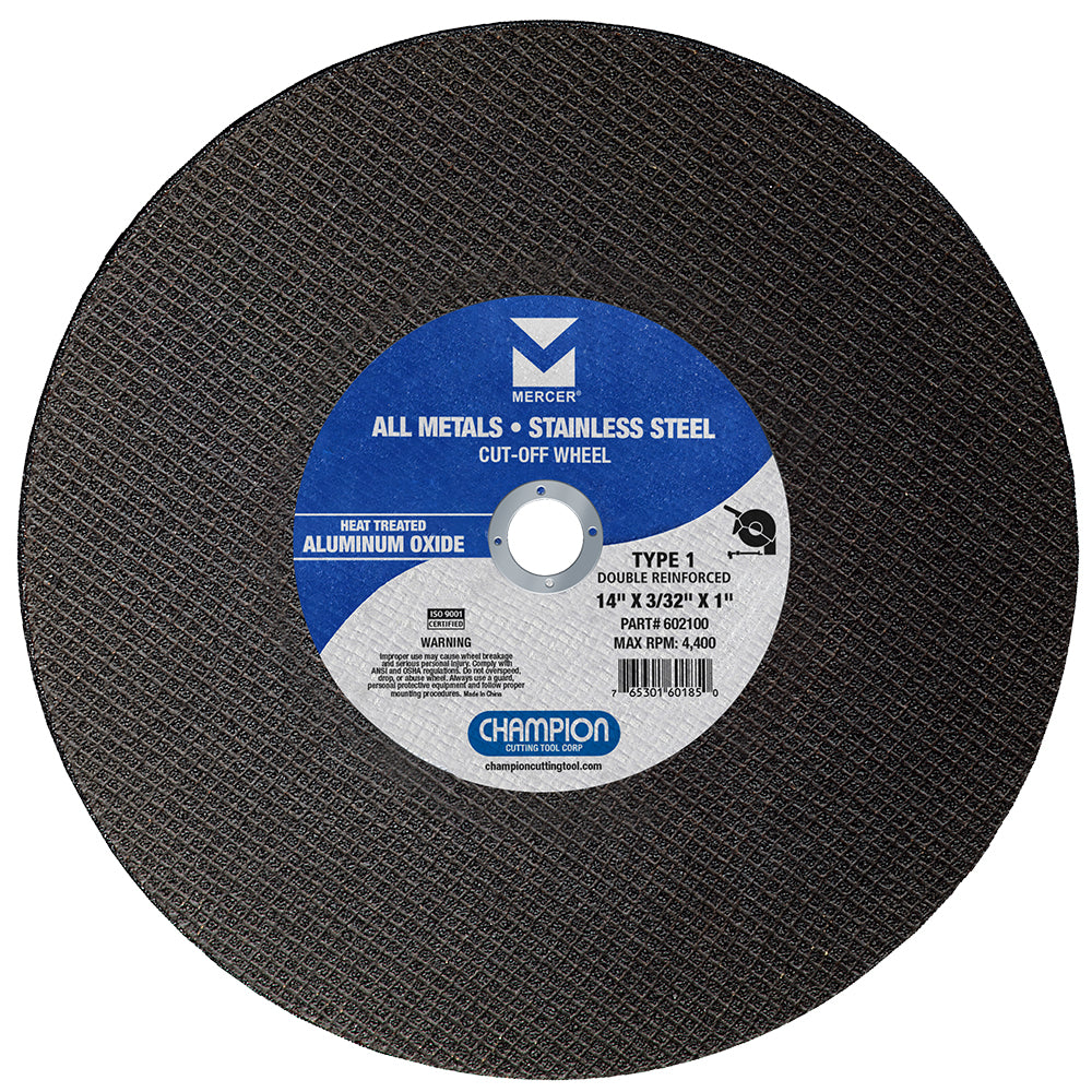MERCER 602100 14” × 3/32” × 1” Metal Chop Saw Cut-Off Wheel – Stainless & Steel (Single Wheel)