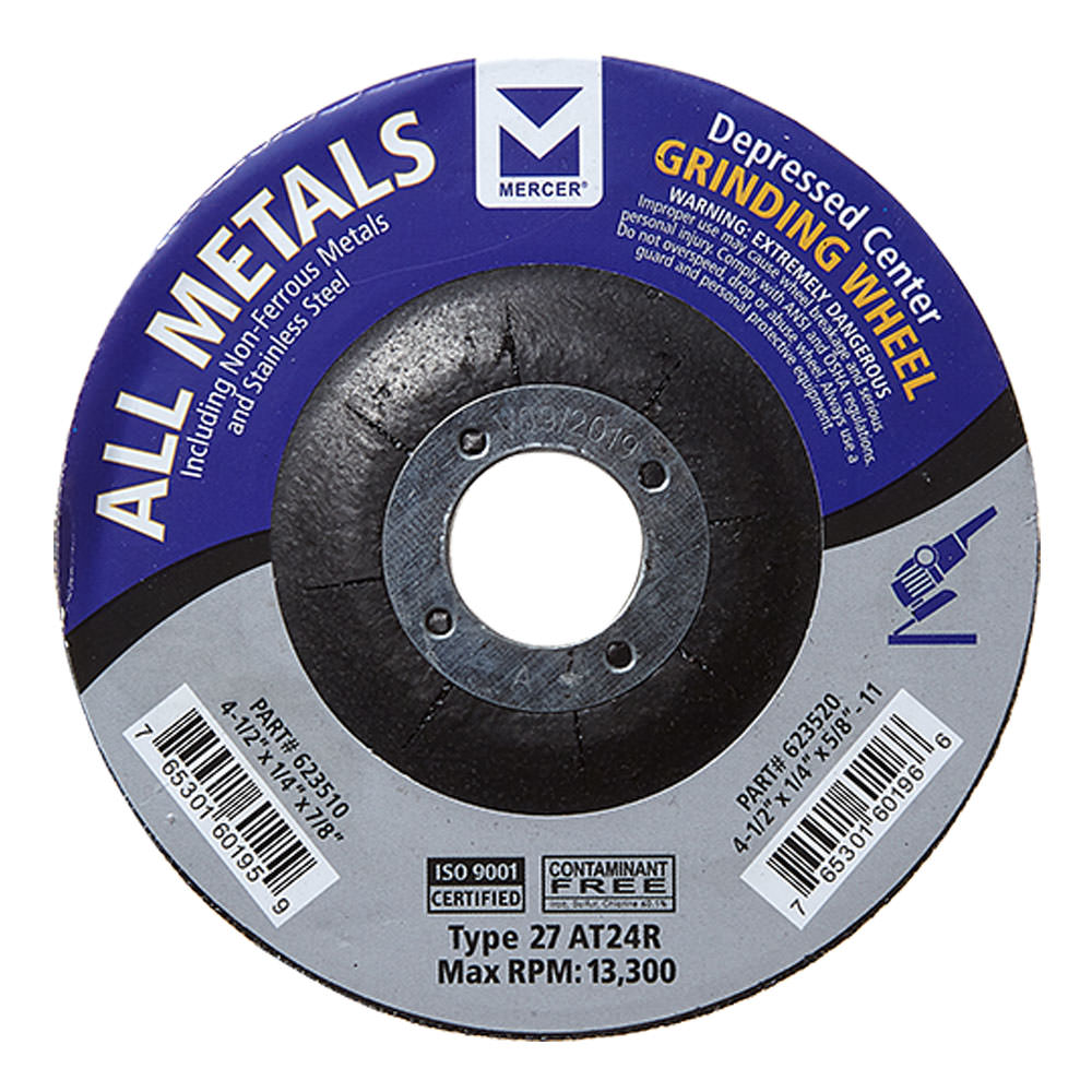 MERCER 623530 5” × 1/4” × 7/8” Type 27 Grinding Wheel – Stainless & Metal (Single Wheel)