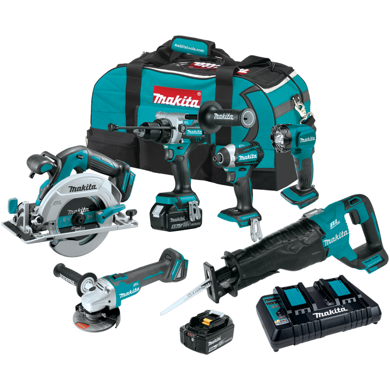 MAKITA XT616PT 18V LXT® Lithium‑Ion Brushless Cordless 6‑Pc. Combo Kit (5.0Ah)