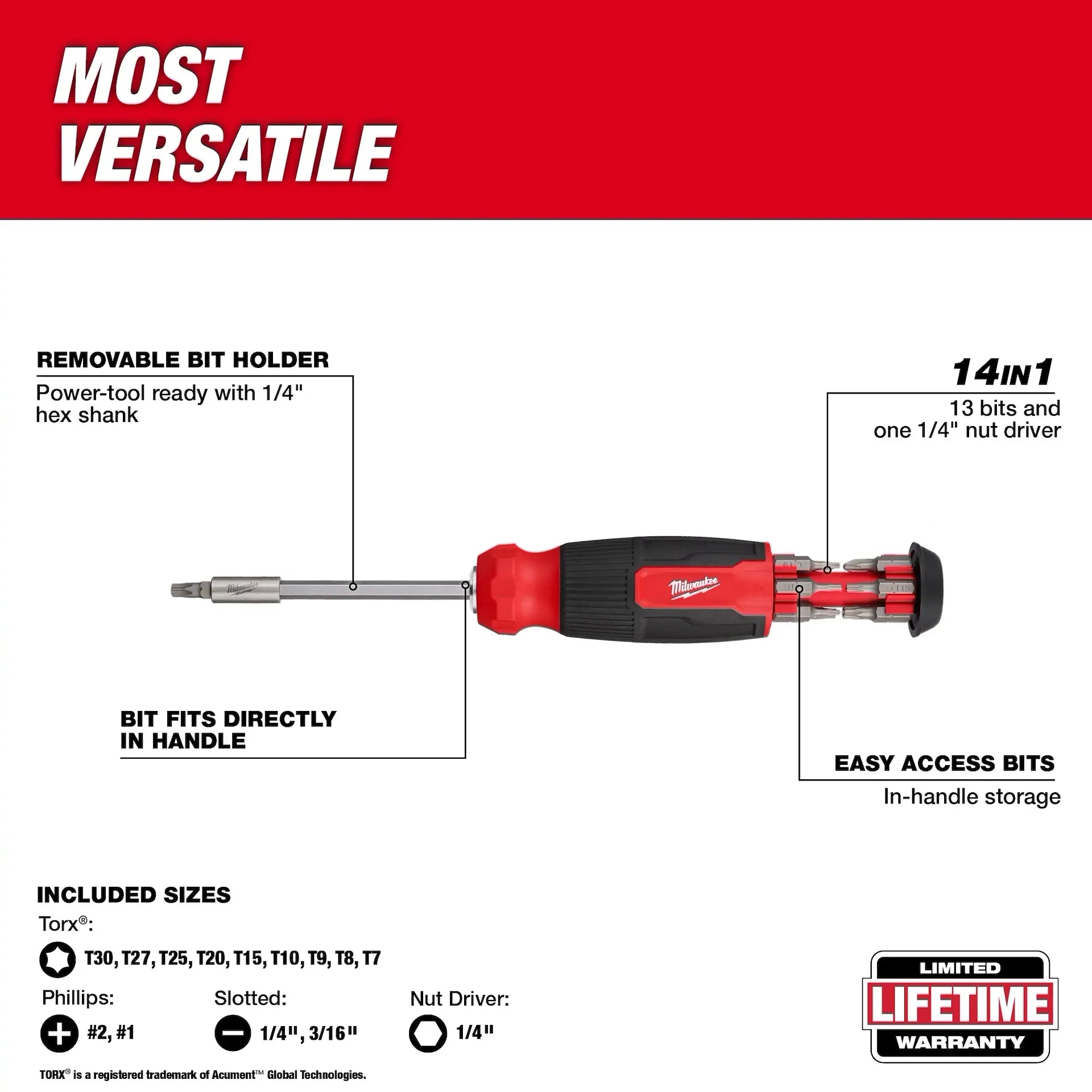 MILWAUKEE 48-22-2907 14-in-1 TORX Multi-Bit Screwdriver