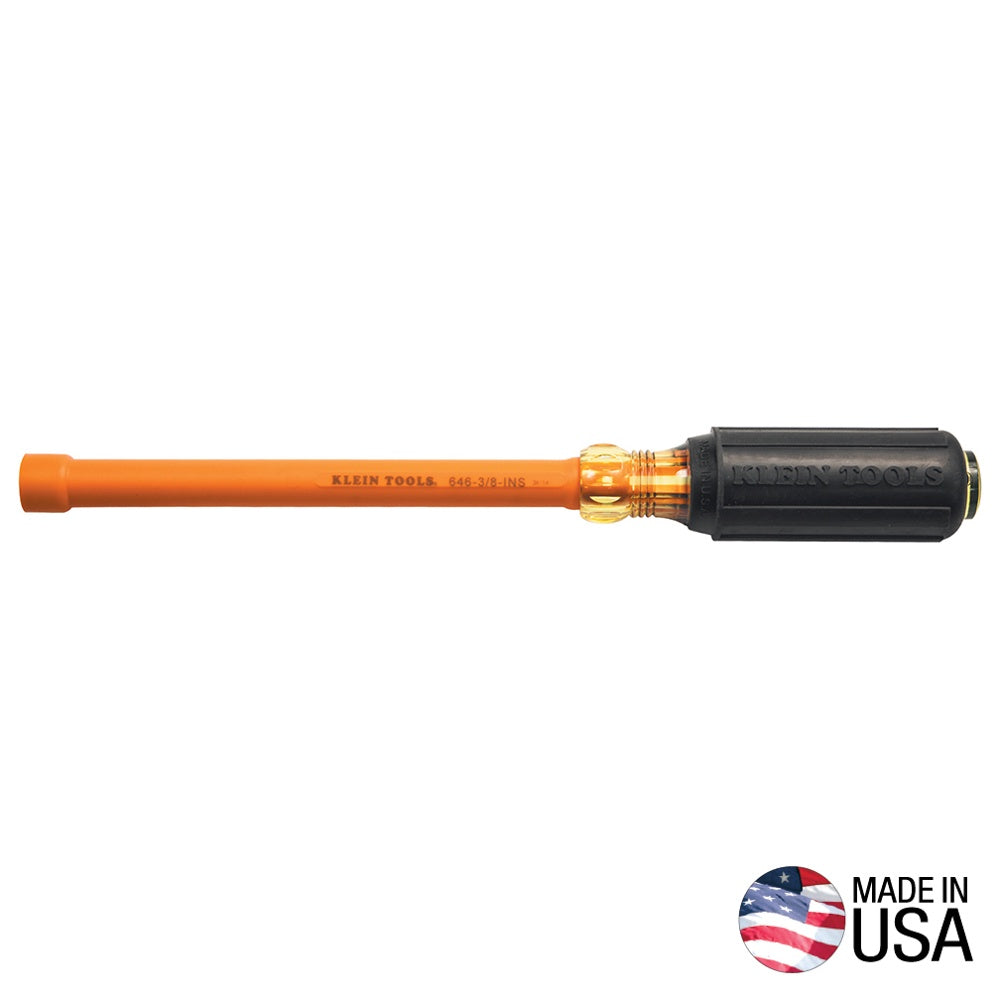 KLEIN 646-3/8-INS 3/8-Inch Insulated Nut Driver, 6-Inch Hollow Shaft