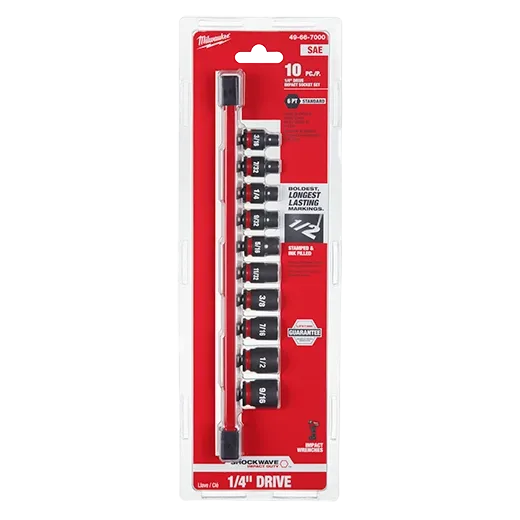 MILWAUKEE 49-66-7000 1/4DR 10PC SAE STD IMP SCKT SET
