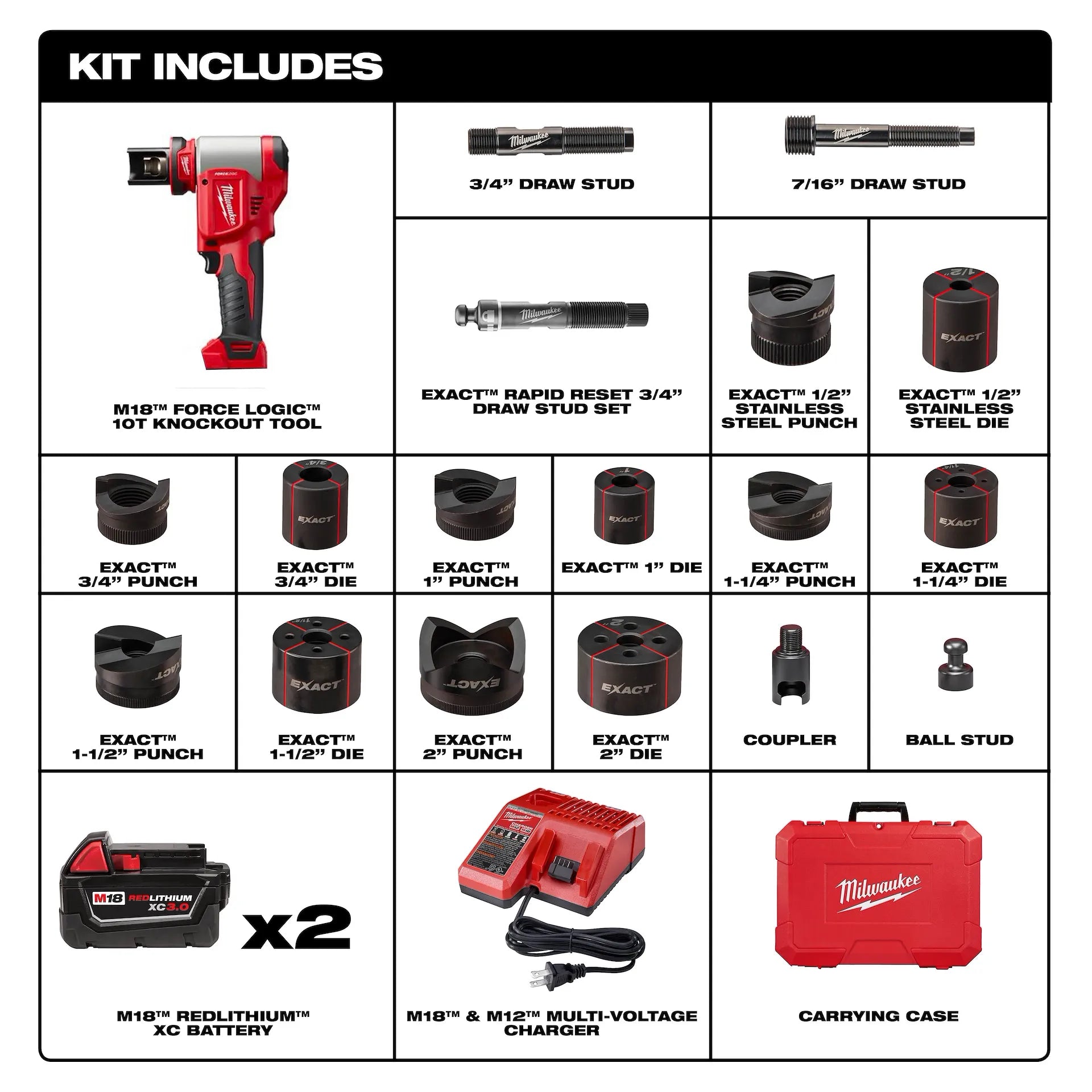 MILWAUKEE 2676-22 M18™ FORCE LOGIC™ 10 Ton Knockout Tool 1/2