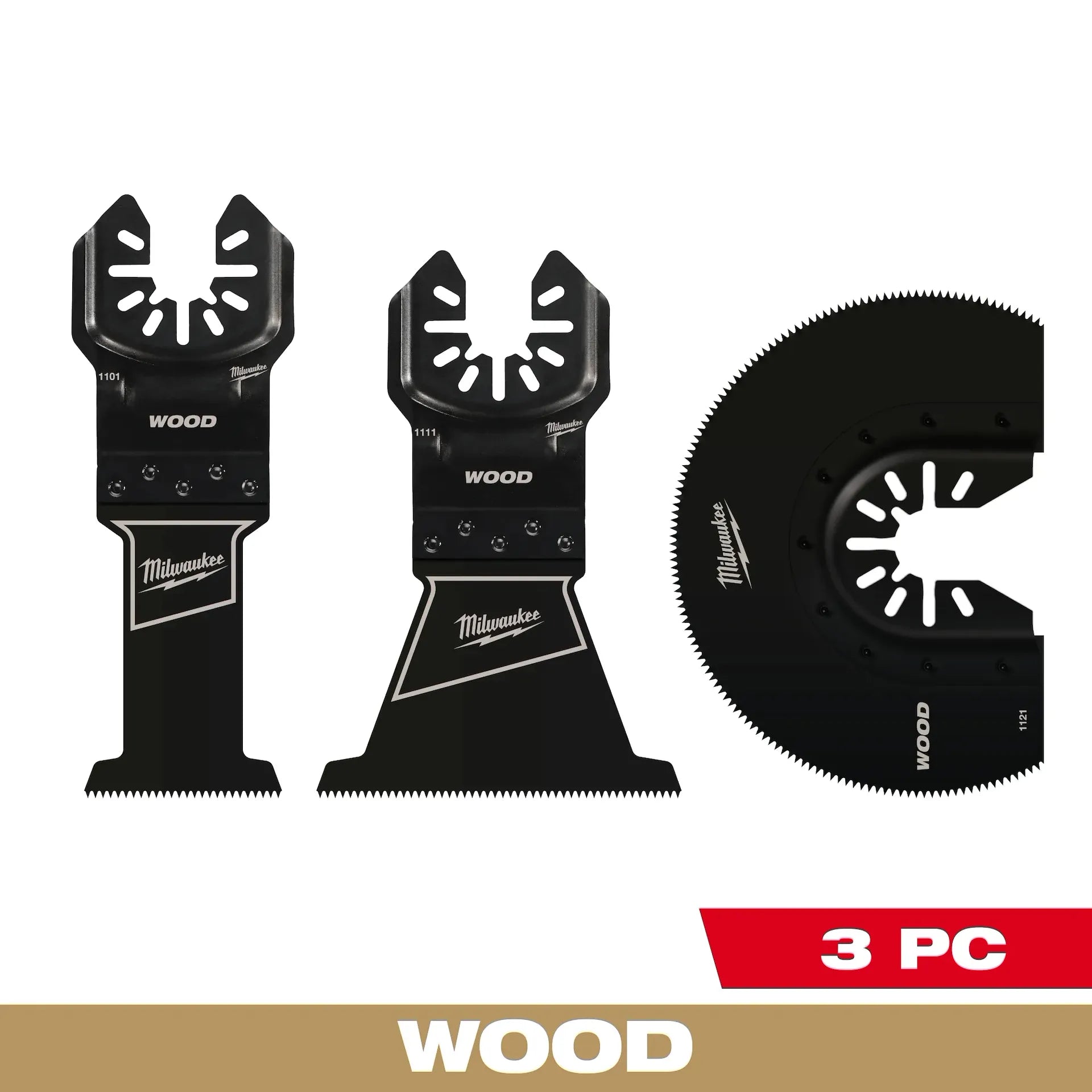 MILWAUKEE 49-10-9004 OPEN-LOK™ 3 PC HCS Wood Multi-Tool Blade Variety Pack