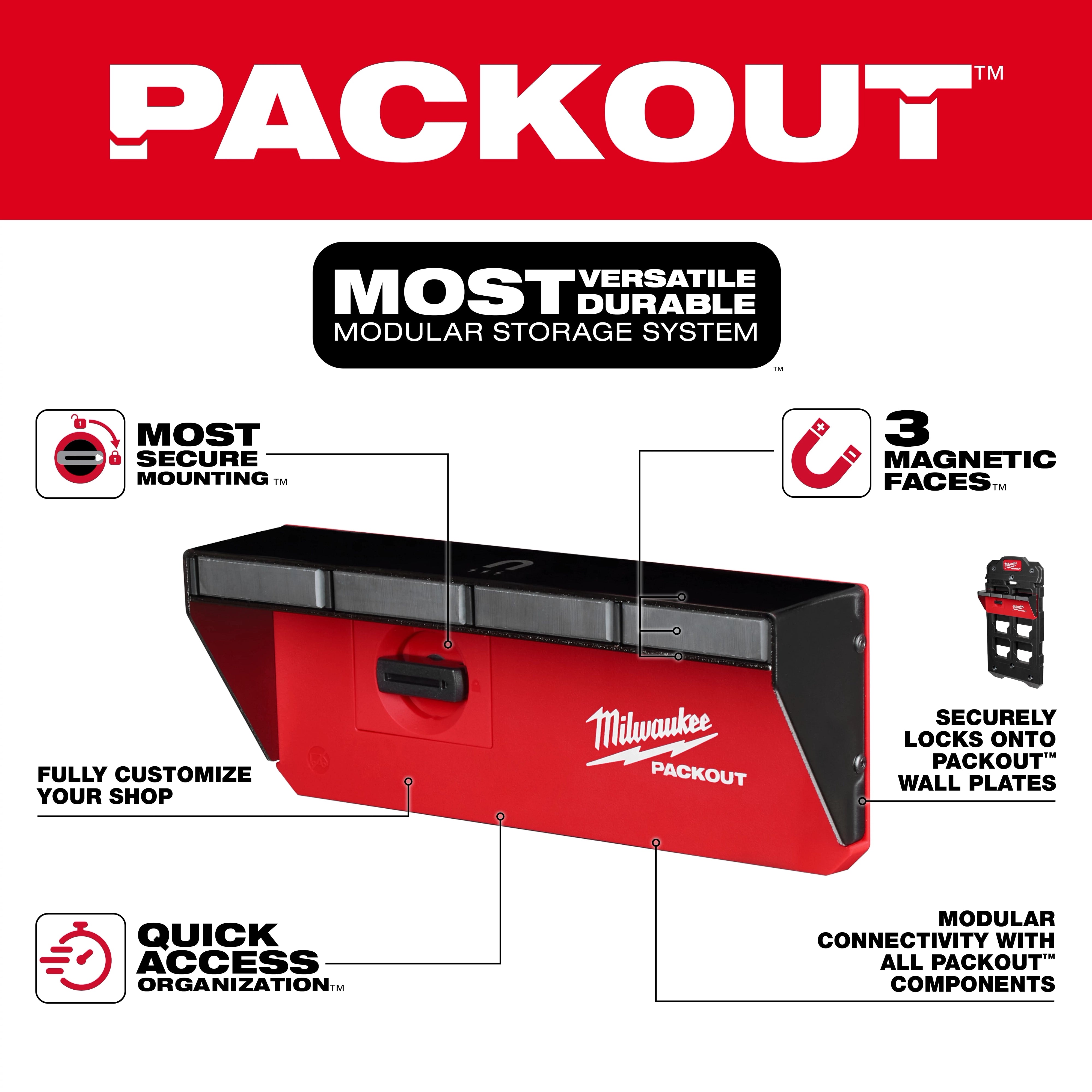 MILWAUKEE 48-22-8346 PACKOUT™ Magnetic Rack