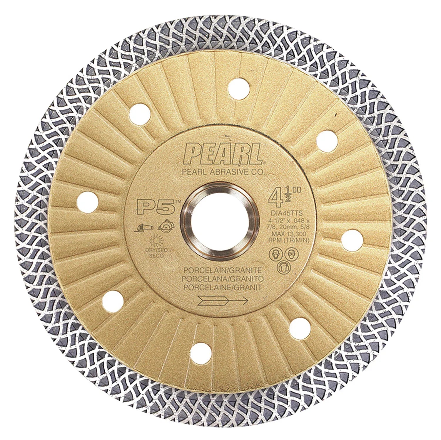PEARL DIA45TTS P5™ Thin Mesh Turbo Blade 4-1/2″ 5/8″-20mm-7/8″ Arbor