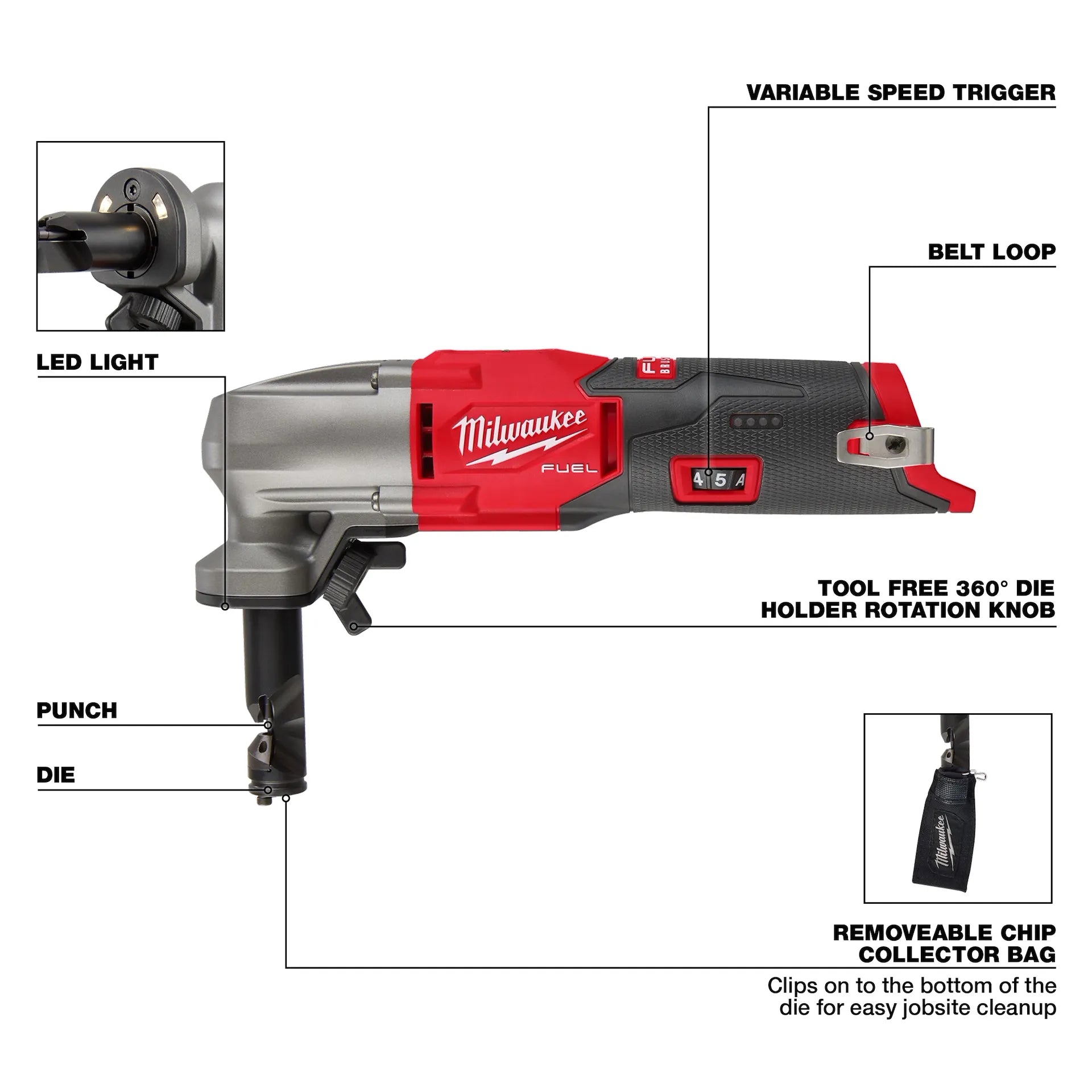 MILWAUKEE 2476-20 M12 FUEL™ 16 Gauge Variable Speed Nibbler (Tool Only})