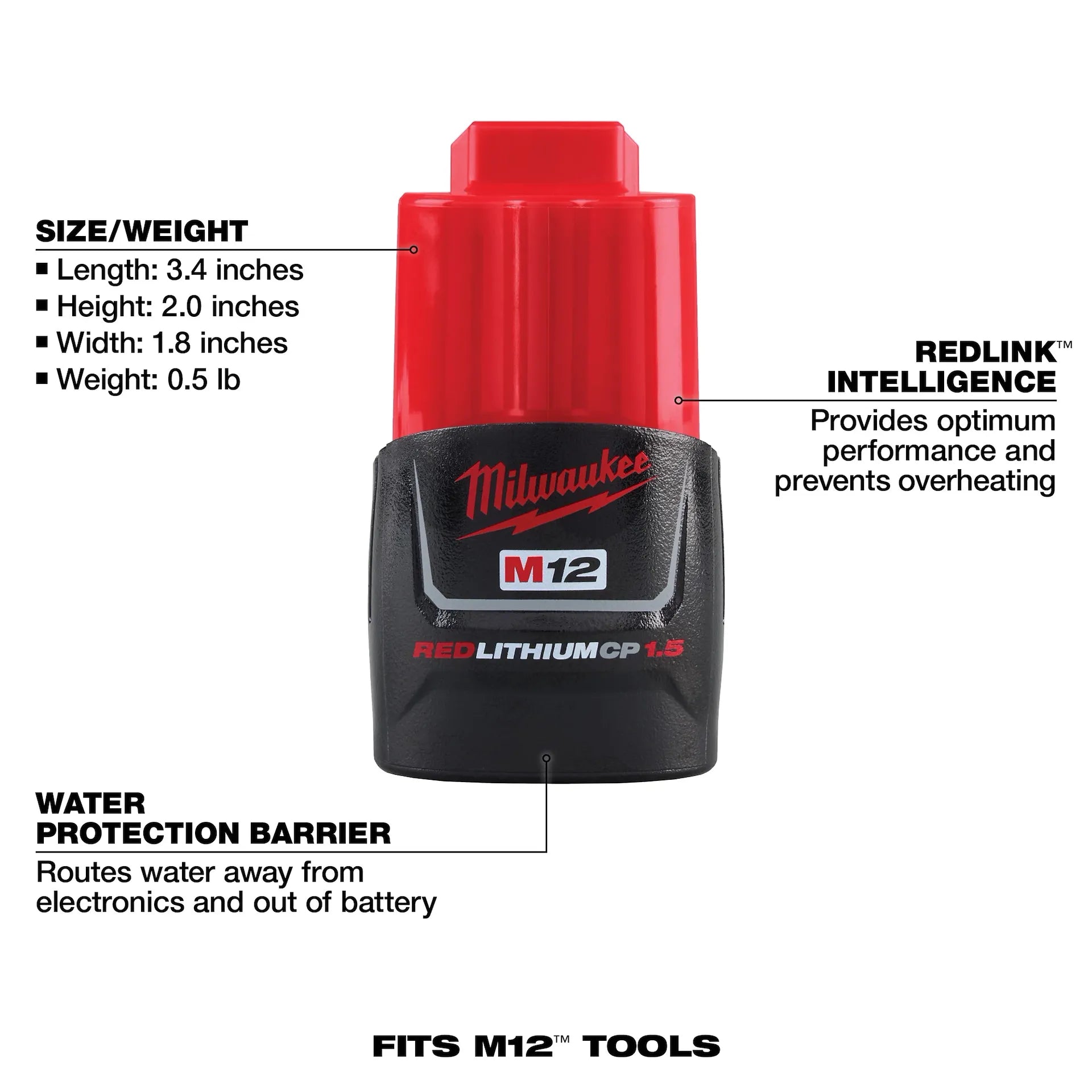 MILWAUKEE 48-11-2411 M12™ REDLITHIUM™ Compact Battery Two Pack
