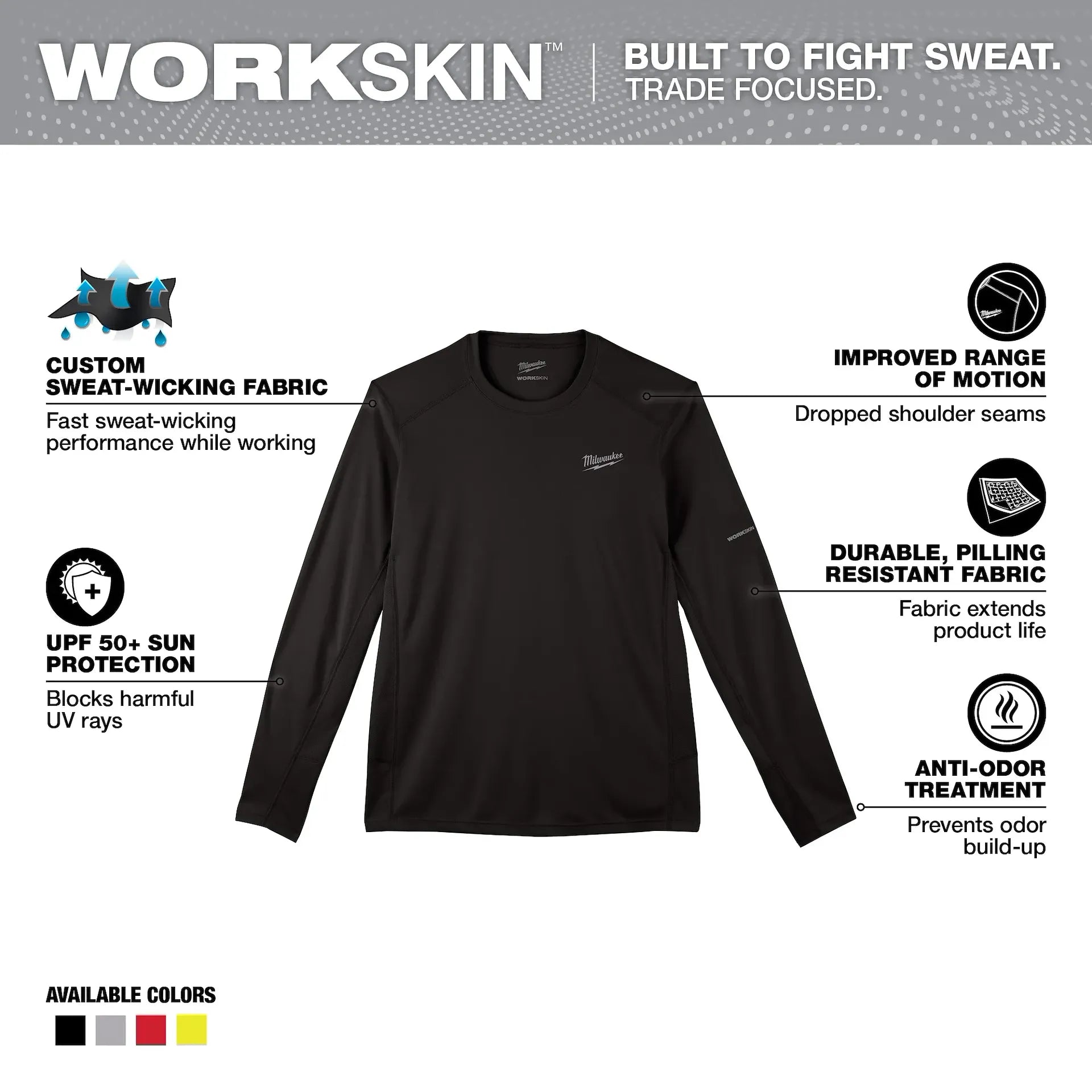 MILWAUKEE 415B WORKSKIN™ Lightweight Performance Shirt - Long Sleeve - BLACK