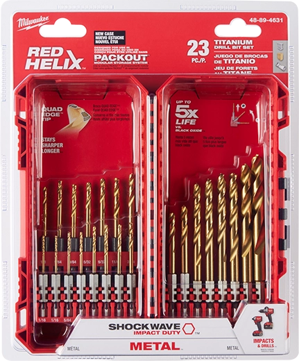 MILWAUKEE 48-89-4631 23PC SHOCKWAVE™ Impact Duty RED HELIX™ Titanium Drill Bit Set