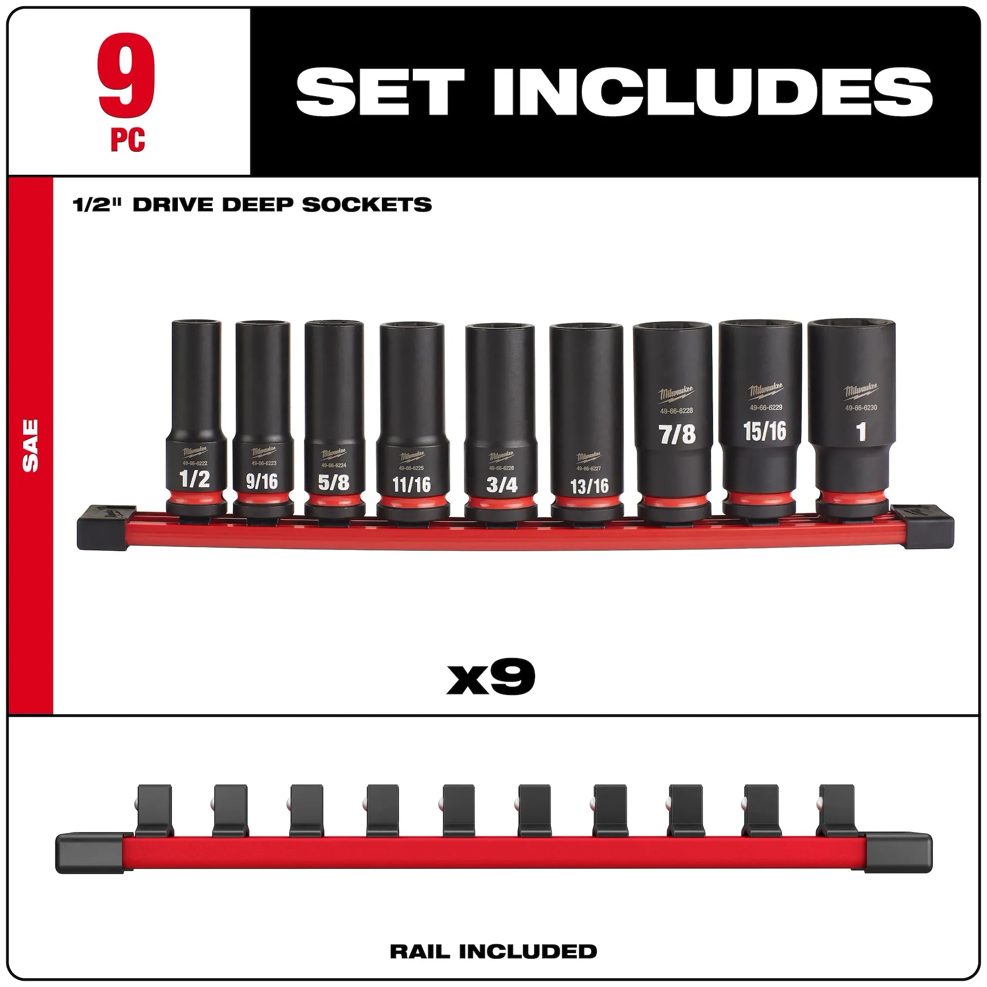 MILWAUKEE 49-66-7022 9PC SHOCKWAVE™ Impact Duty 1/2