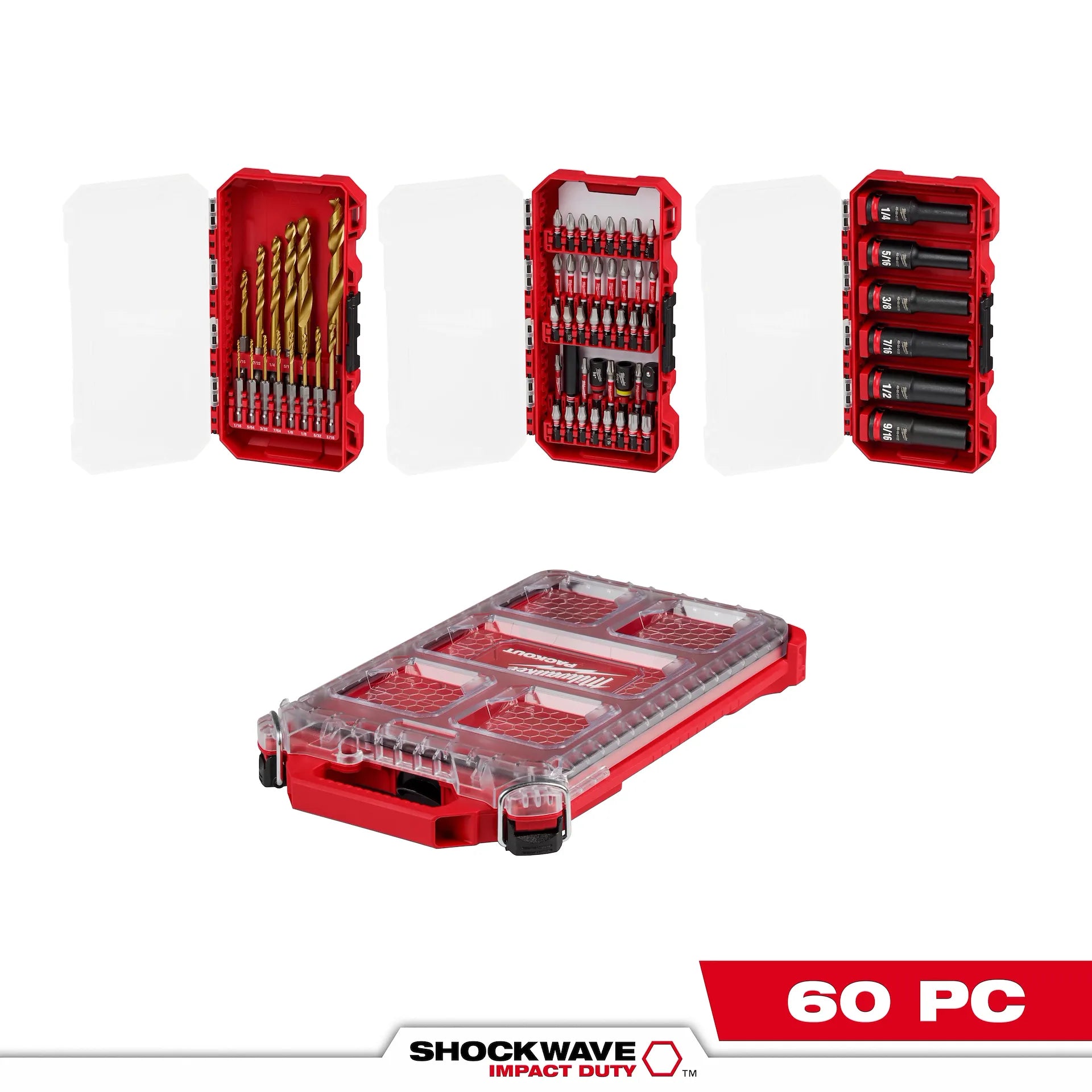 MILWAUKEE 48-32-5162 SHOCKWAVE™ Impact Duty 60PC Drill, Drive & Fasten with PACKOUT™