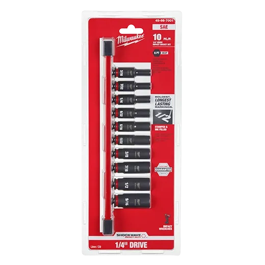 MILWAUKEE 49-66-7001 1/4 DR 10PC SAE DEEP IMPACT SOCKET SET