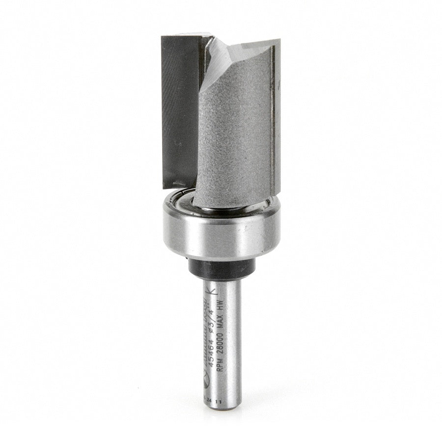 AMANA 45464 45464 Carbide Tipped Flush Trim Plunge Template 3/4 Dia x 1 Inch x 1/4 Shank with Upper BB