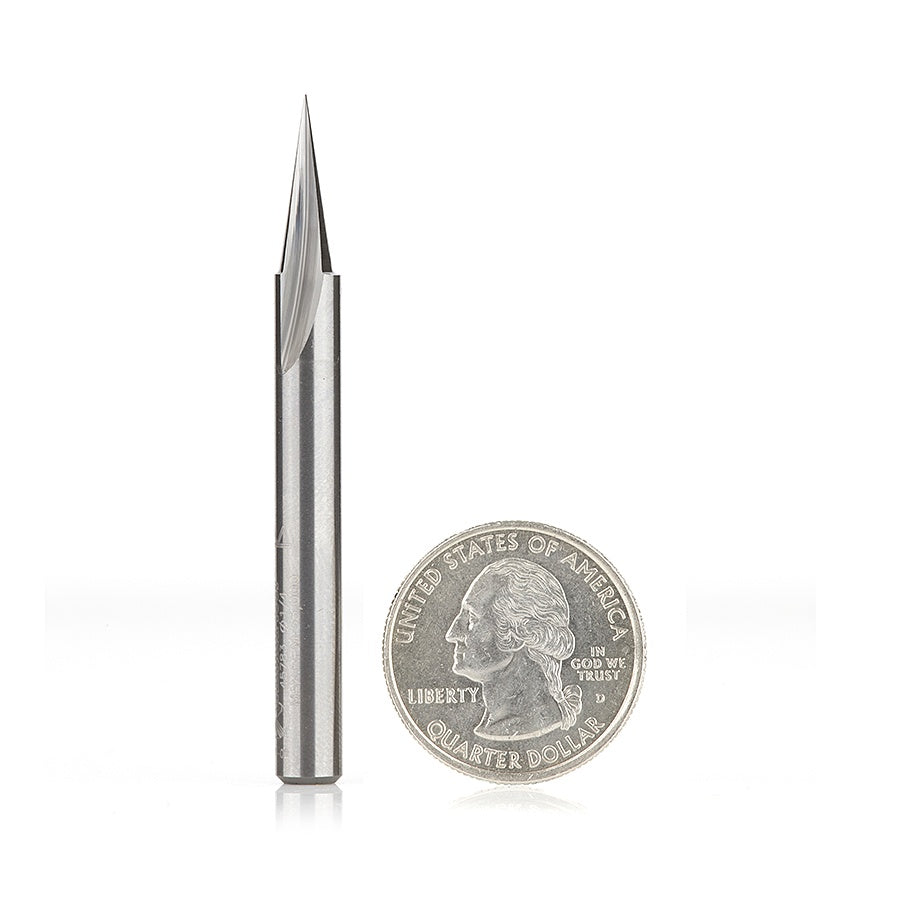 AMANA 45783 Solid Carbide Carving Liner 18 Deg x 1/4 Dia x 5/8 x 1/4 Inch Shank x 1-Flute