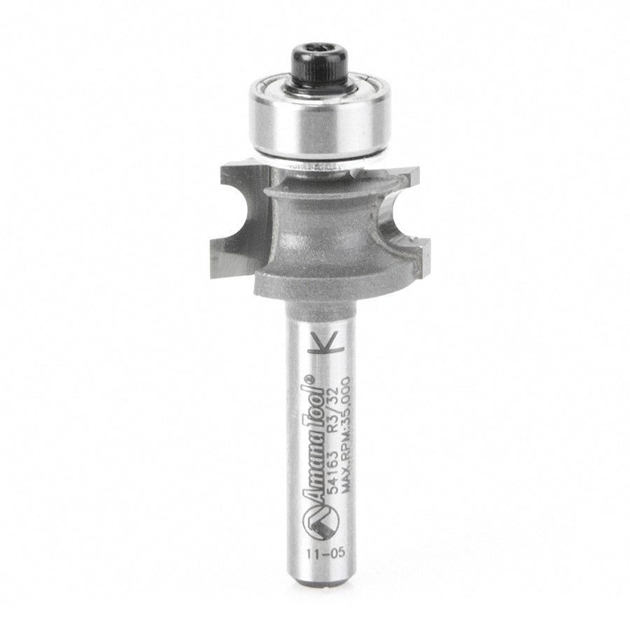 AMANA 54163 Carbide Tipped Corner Bead 3/32 Radius x49/64 Dia x 25/64 x 1/4 Inch Shank