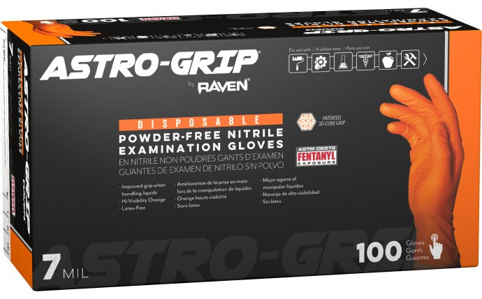SAS SAFETY 66473 Astro-Grip® Powder-Free Exam Grade Nitrile Disposable Gloves - 7 Mil - 100PK - L