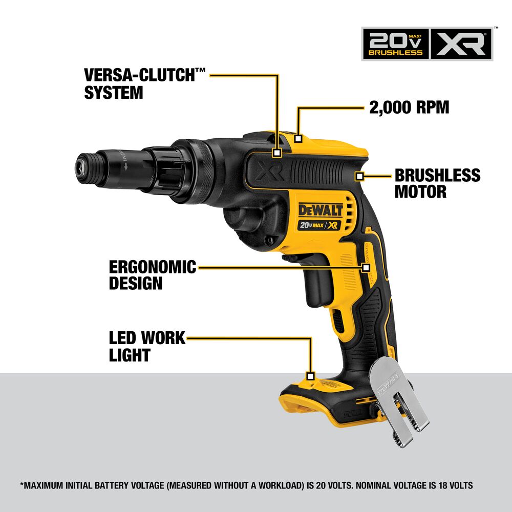 DEWALT DCF622B 20V MAX* XR Versa-Clutch™ Adjustable Torque Screwgun (Tool Only)